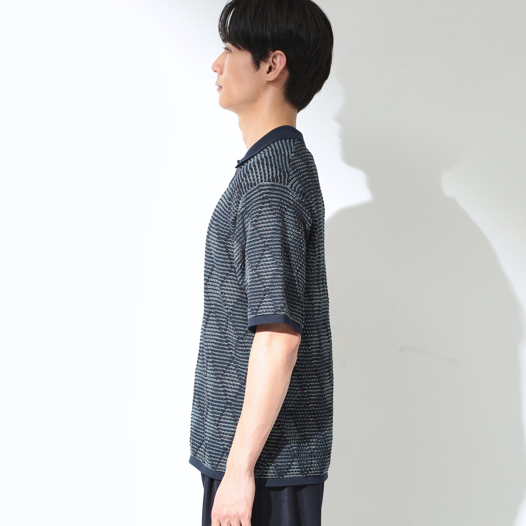 THE SHOP TK「【主張しすぎない配色バランス】アーガイルメッシュポロ半袖Tシャツ 洗濯機OK」|ニット・セーター|