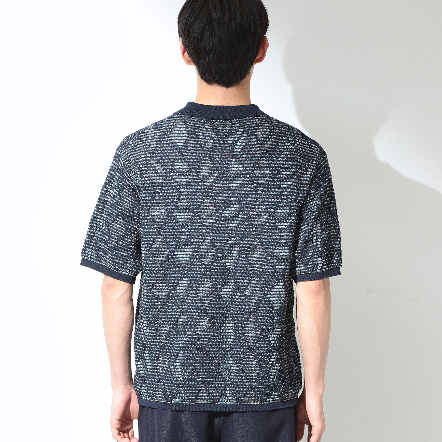 THE SHOP TK「【主張しすぎない配色バランス】アーガイルメッシュポロ半袖Tシャツ 洗濯機OK」|ニット・セーター|