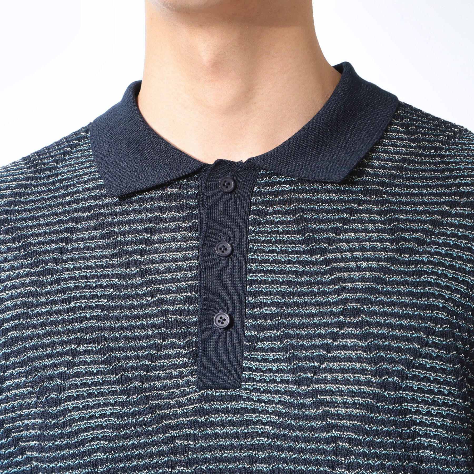 THE SHOP TK「【主張しすぎない配色バランス】アーガイルメッシュポロ半袖Tシャツ 洗濯機OK」|ニット・セーター|