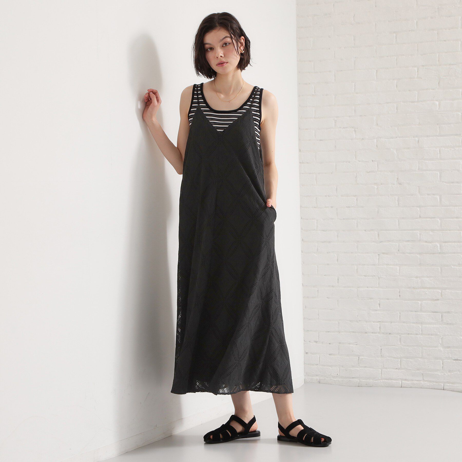 THE SHOP TK「ほんのり品の良い甘さ レースキャミワンピース」|ワンピース|ブラック(019)