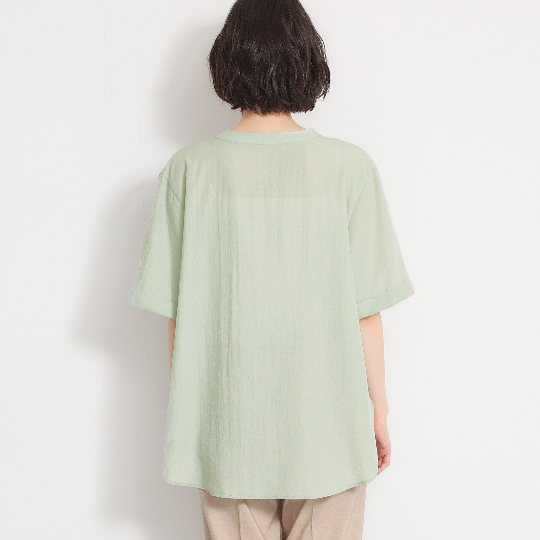 THE SHOP TK「【二の腕カバー】ダブルポケット金ボタン 5分袖シャツ」|シャツ・ブラウス|