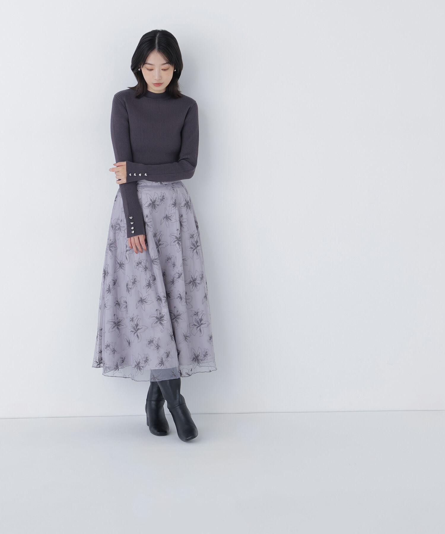  「ハートボタンカフスニット」|ニット・セーター|