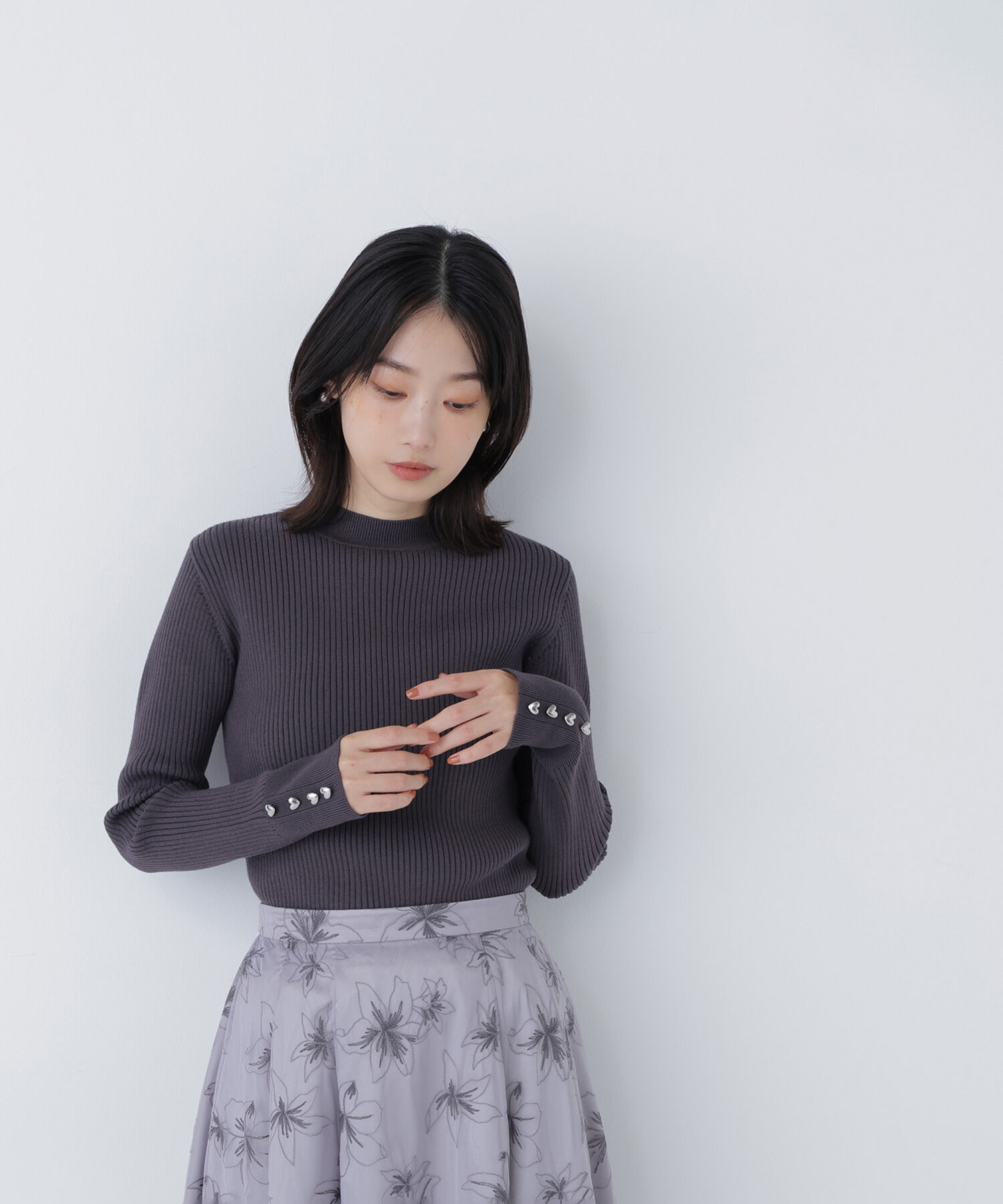  「ハートボタンカフスニット」|ニット・セーター|