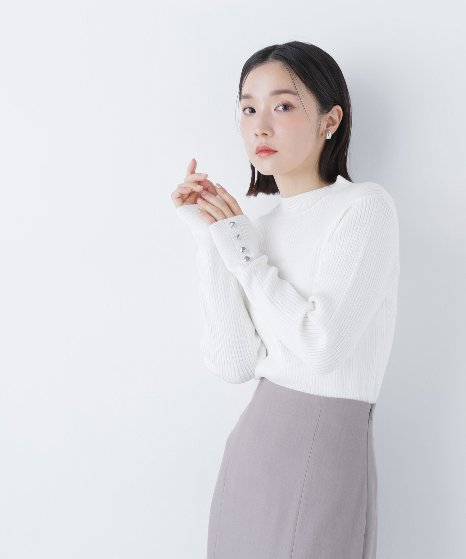  「ハートボタンカフスニット」|ニット・セーター|