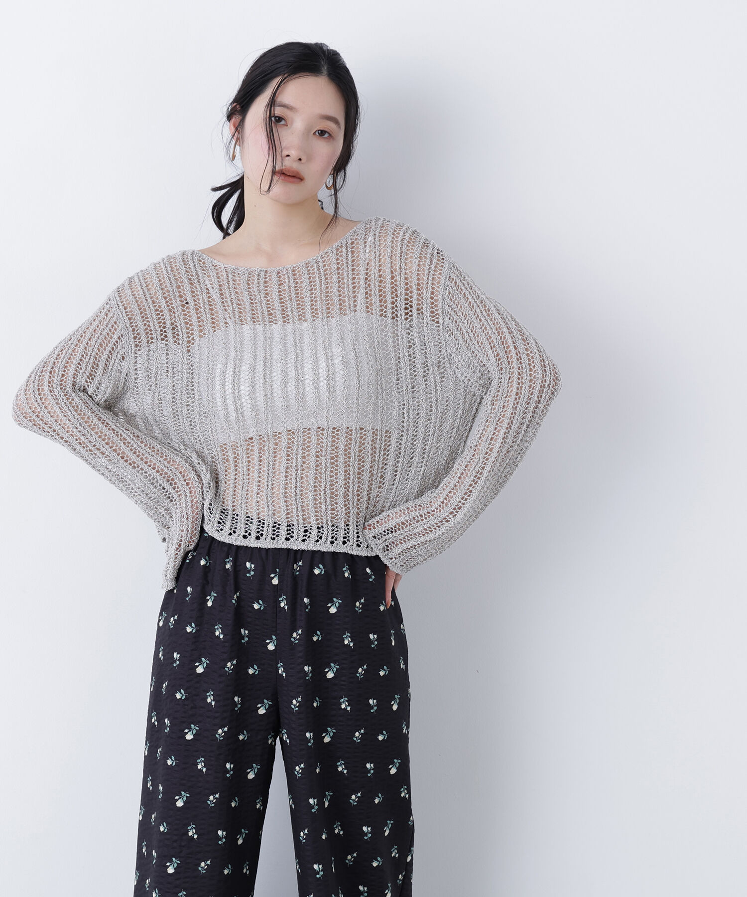  「〈N.〉透かし編みクロップドニット」|ニット・セーター|