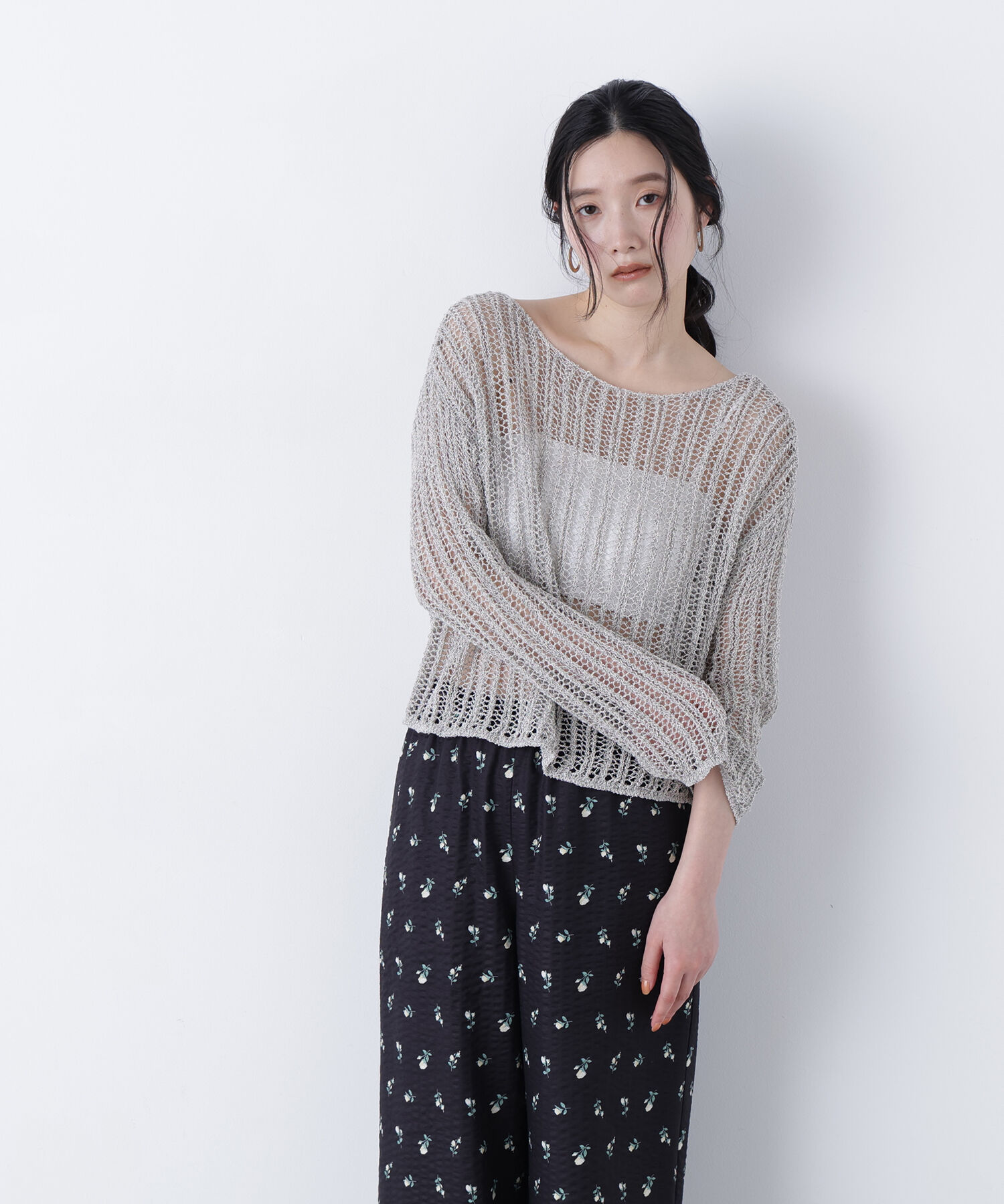  「〈N.〉透かし編みクロップドニット」|ニット・セーター|