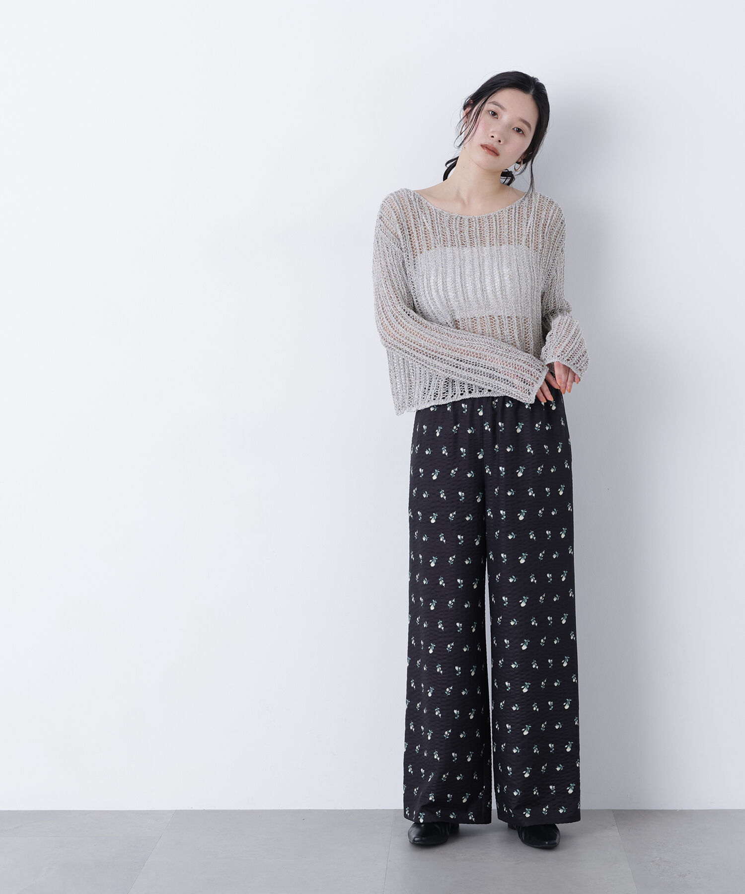  「〈N.〉透かし編みクロップドニット」|ニット・セーター|