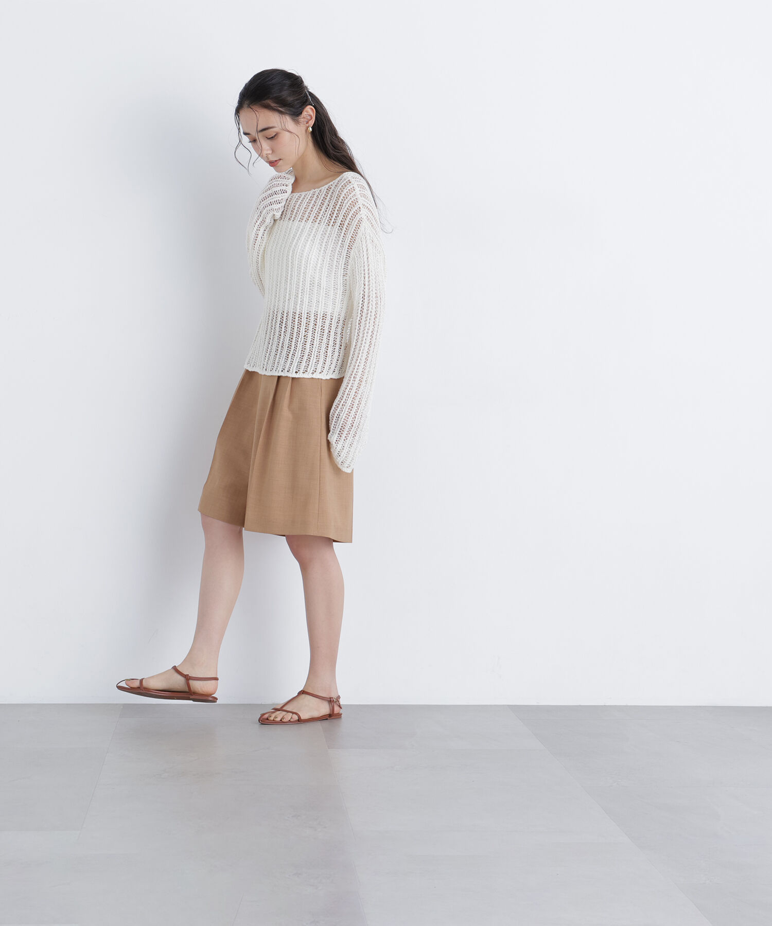  「〈N.〉透かし編みクロップドニット」|ニット・セーター|