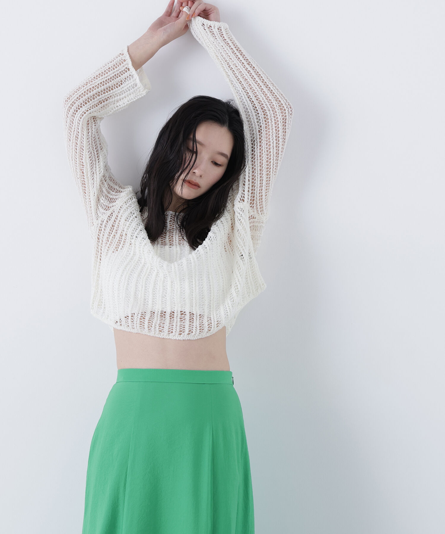  「〈N.〉透かし編みクロップドニット」|ニット・セーター|