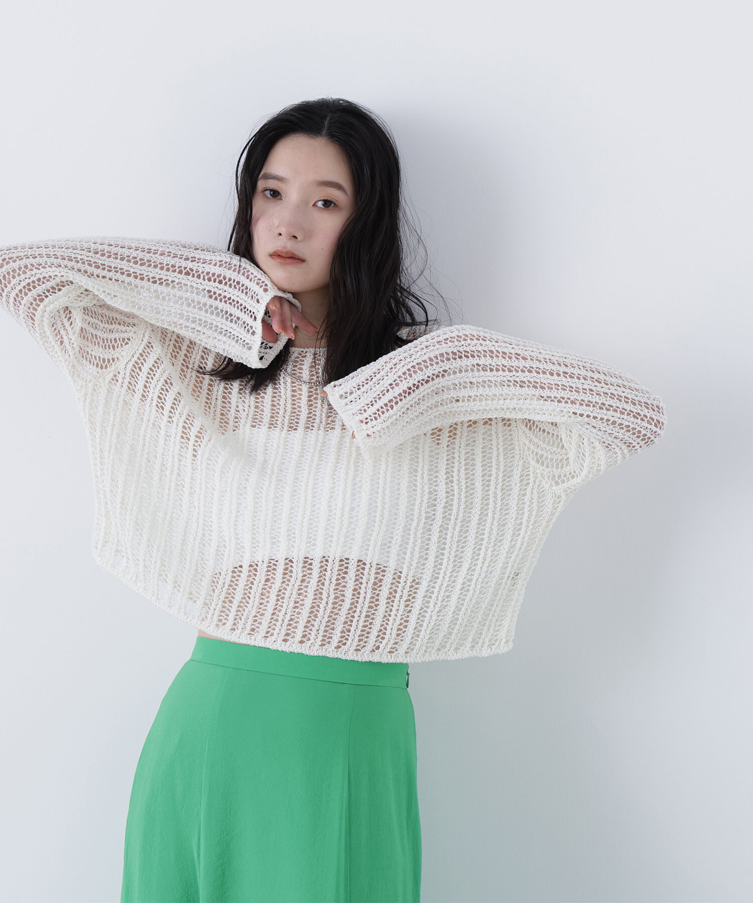  「〈N.〉透かし編みクロップドニット」|ニット・セーター|