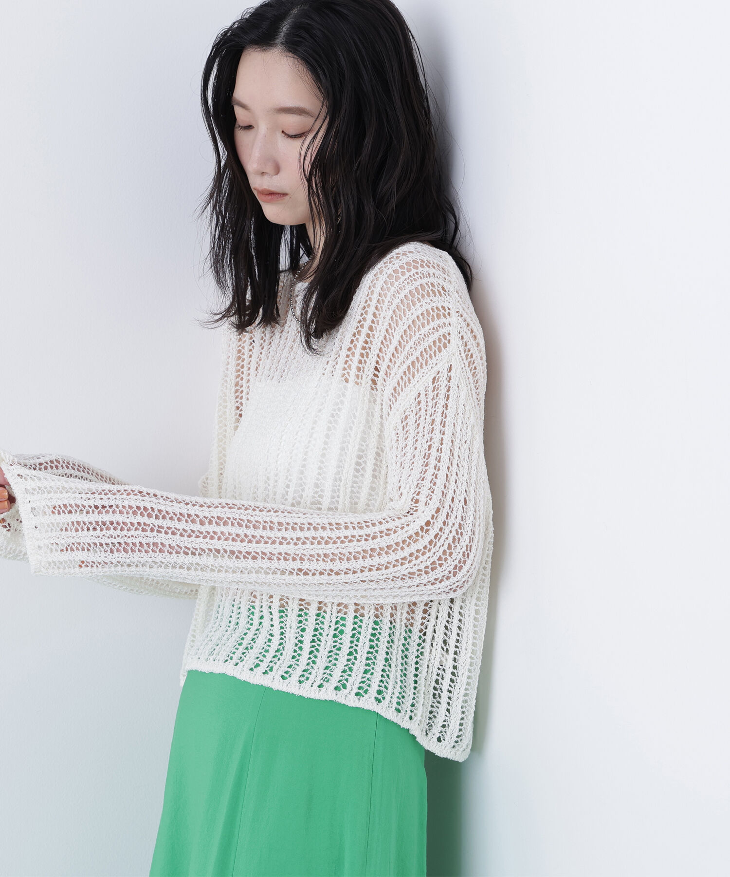  「〈N.〉透かし編みクロップドニット」|ニット・セーター|