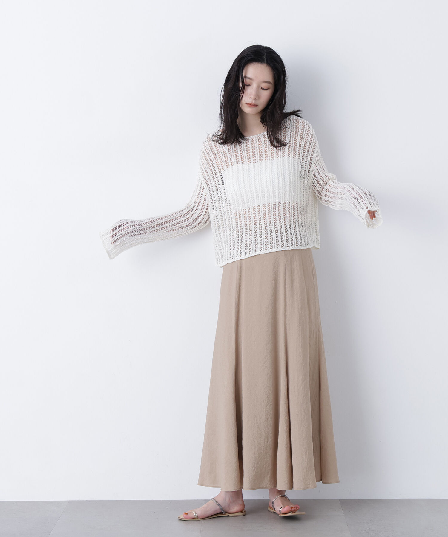  「〈N.〉透かし編みクロップドニット」|ニット・セーター|