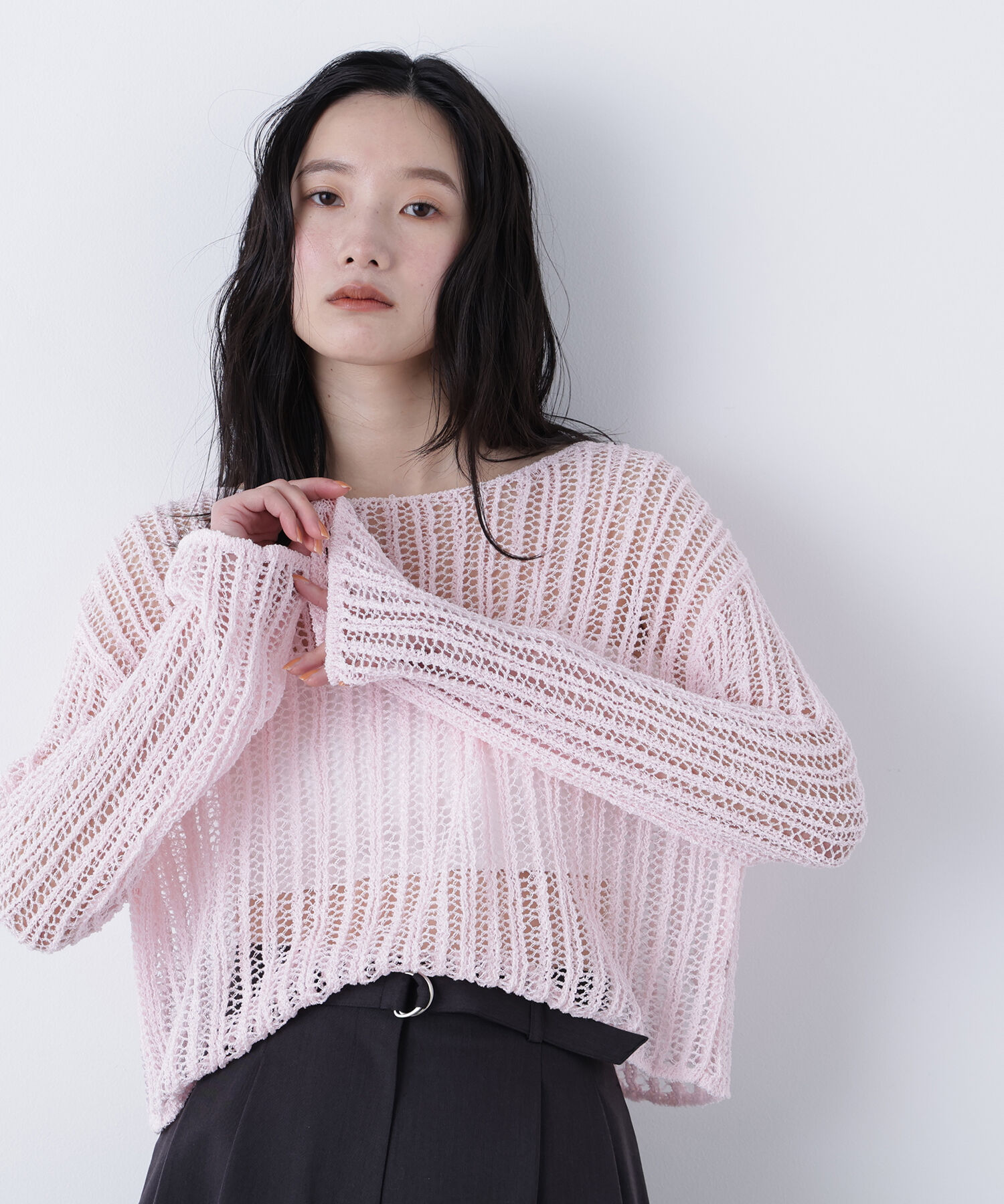  「〈N.〉透かし編みクロップドニット」|ニット・セーター|