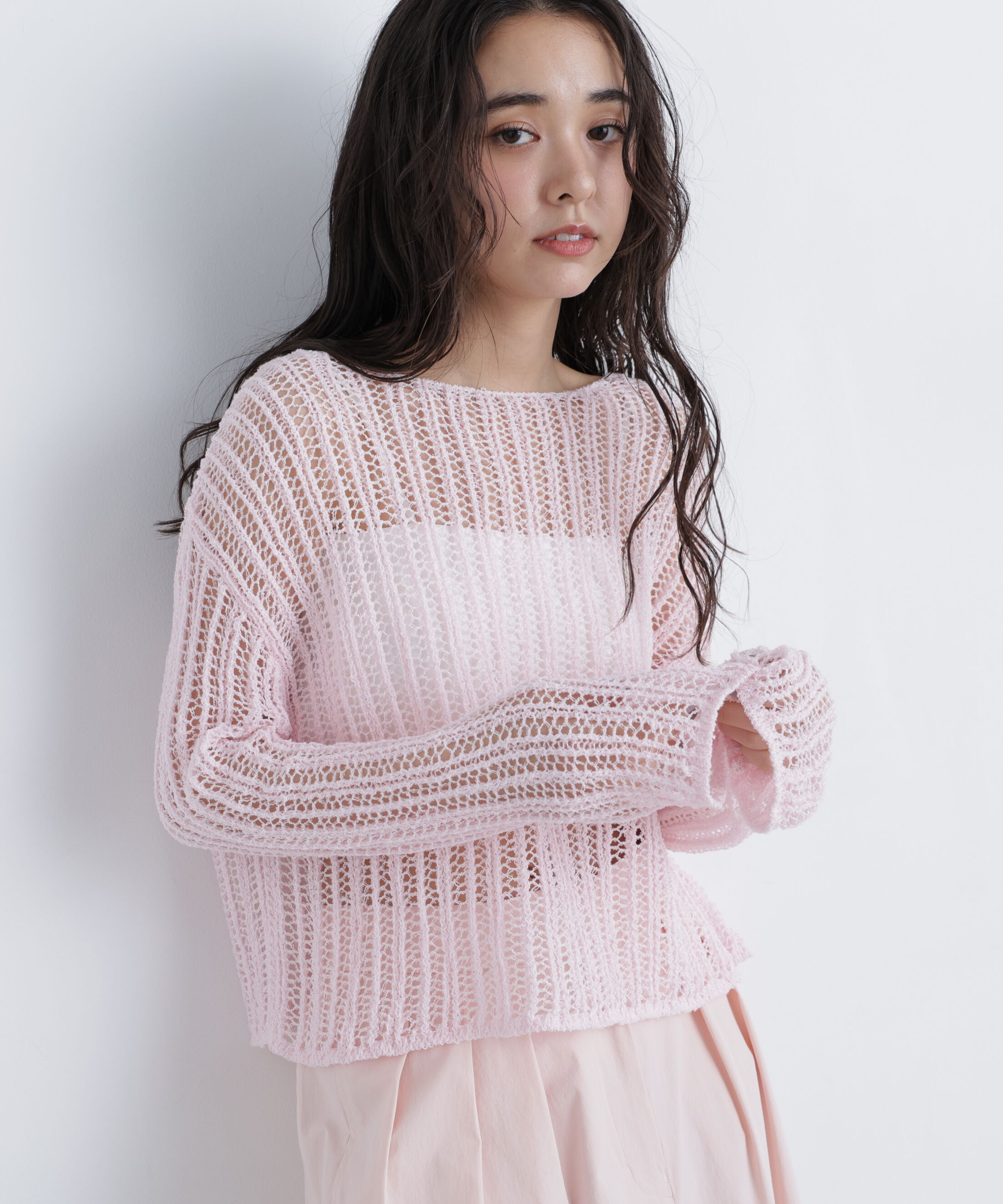  「〈N.〉透かし編みクロップドニット」|ニット・セーター|