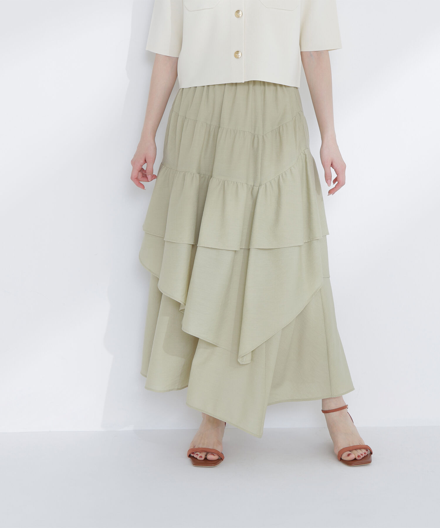  「アシンメトリーティアードスカート」|スカート|