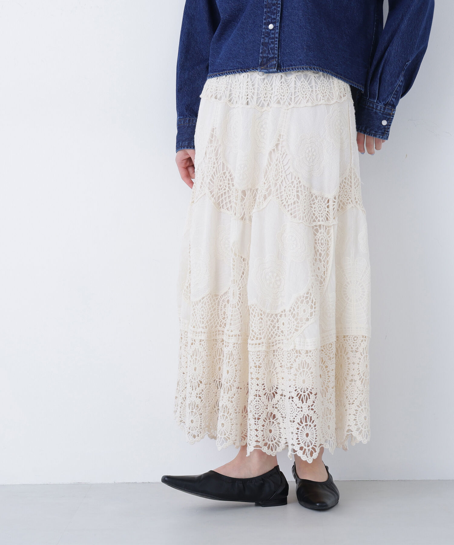  「〈N.〉コットンレースボリュームスカート」|スカート|