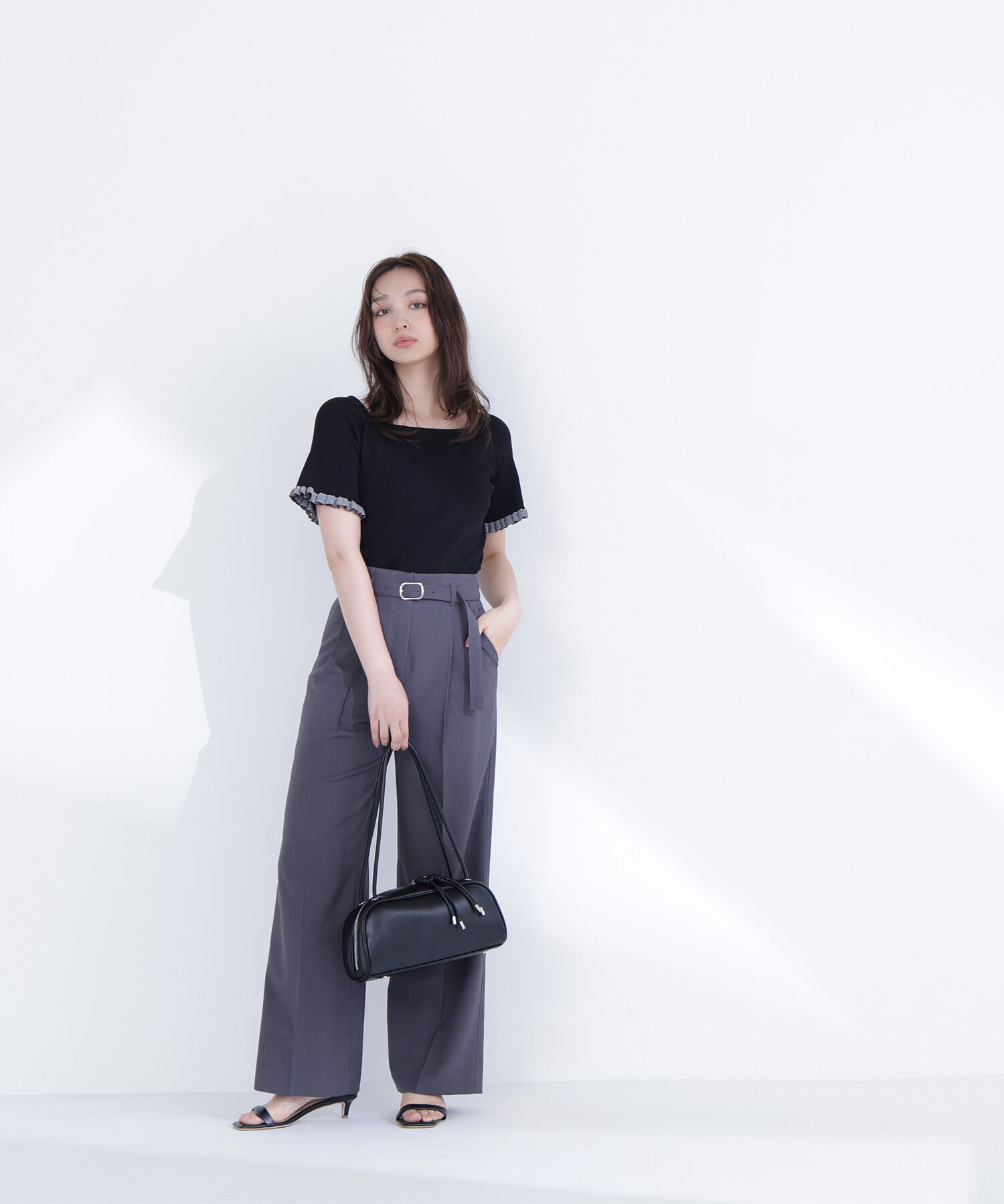  「ボーダーフリルスリーブニット」|ニット・セーター|