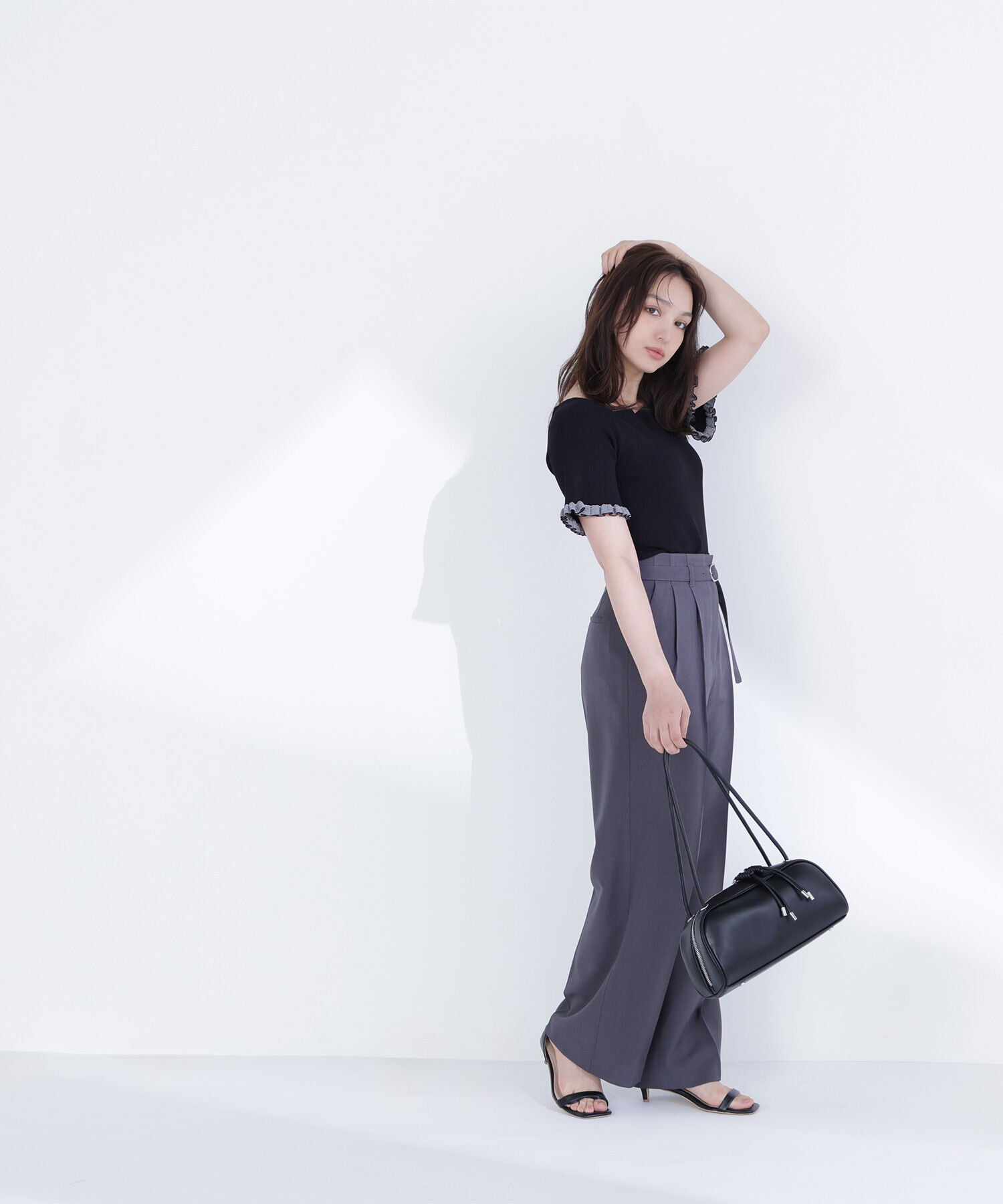  「ボーダーフリルスリーブニット」|ニット・セーター|