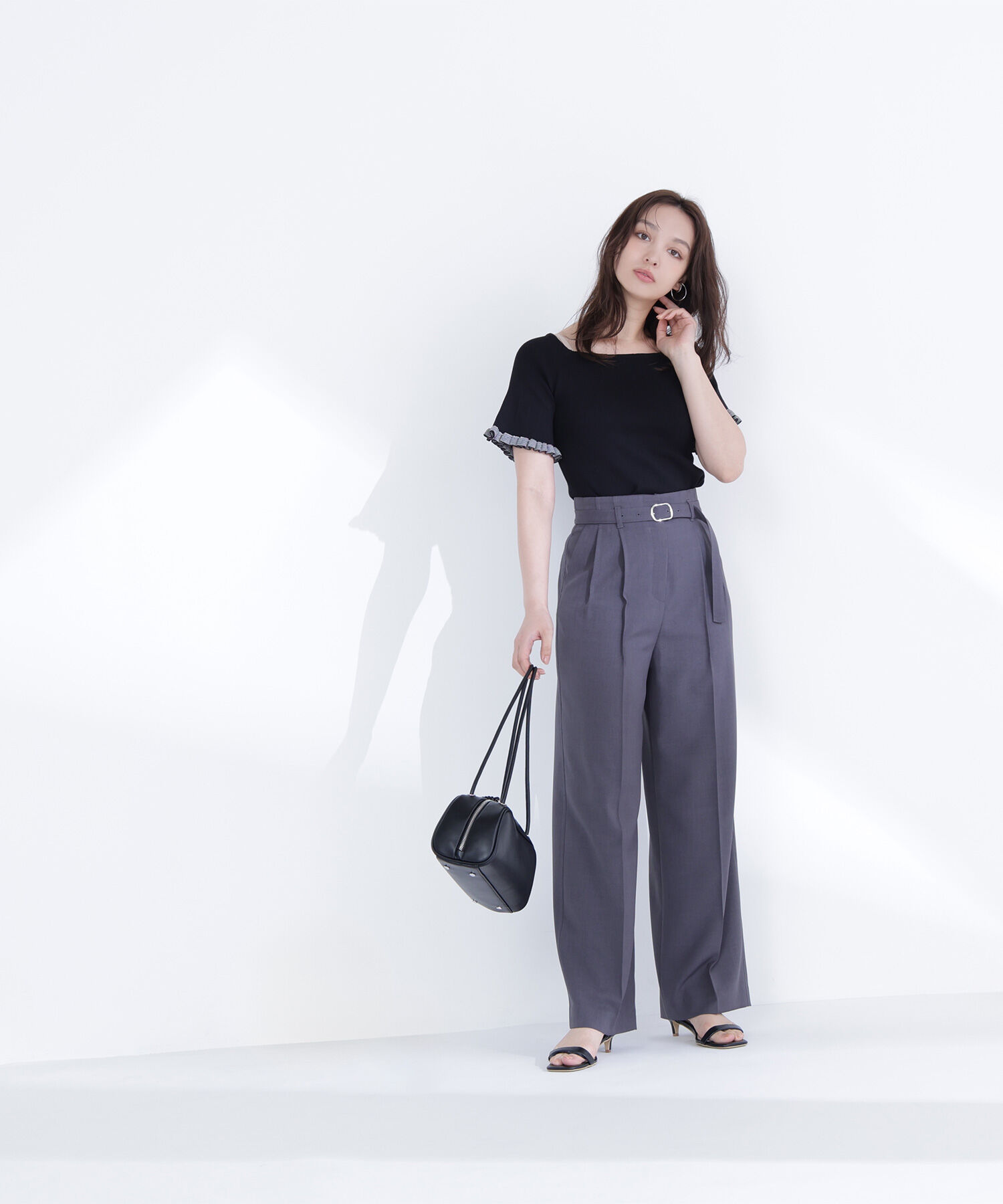  「ボーダーフリルスリーブニット」|ニット・セーター|