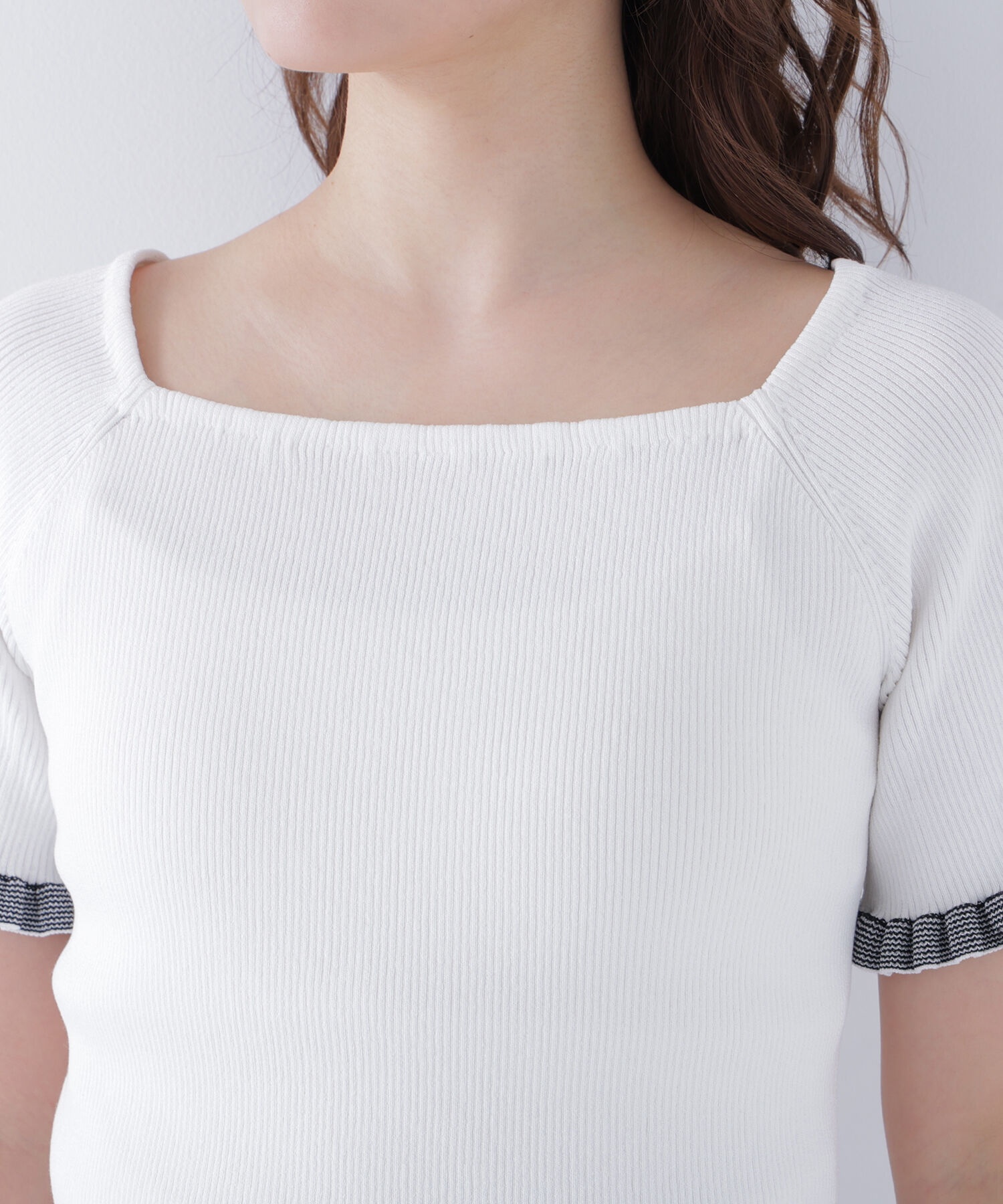  「ボーダーフリルスリーブニット」|ニット・セーター|