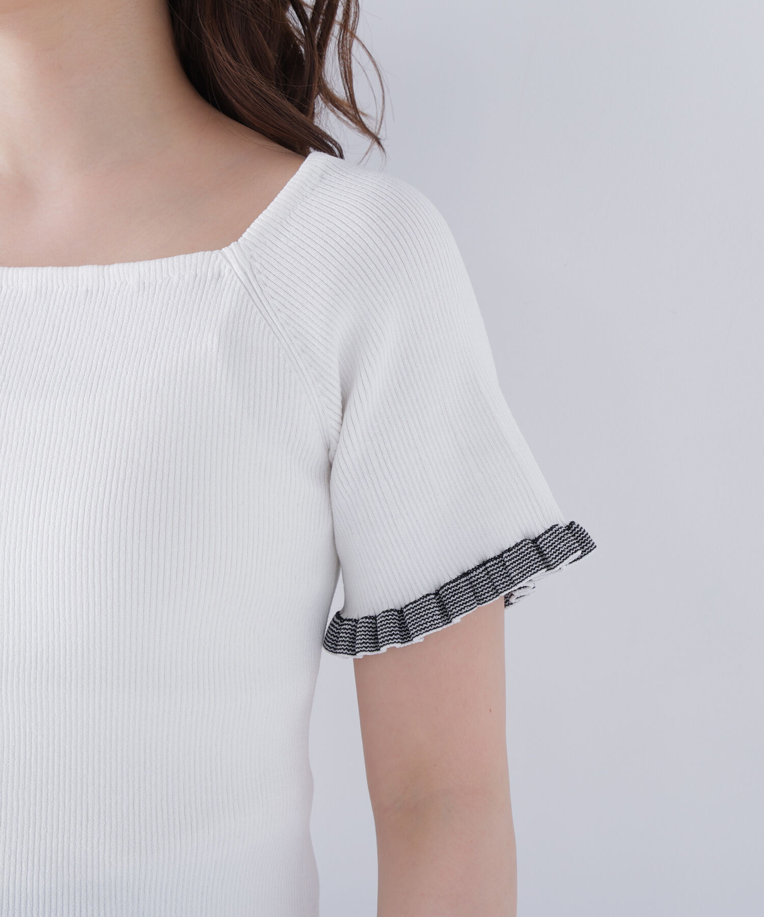  「ボーダーフリルスリーブニット」|ニット・セーター|