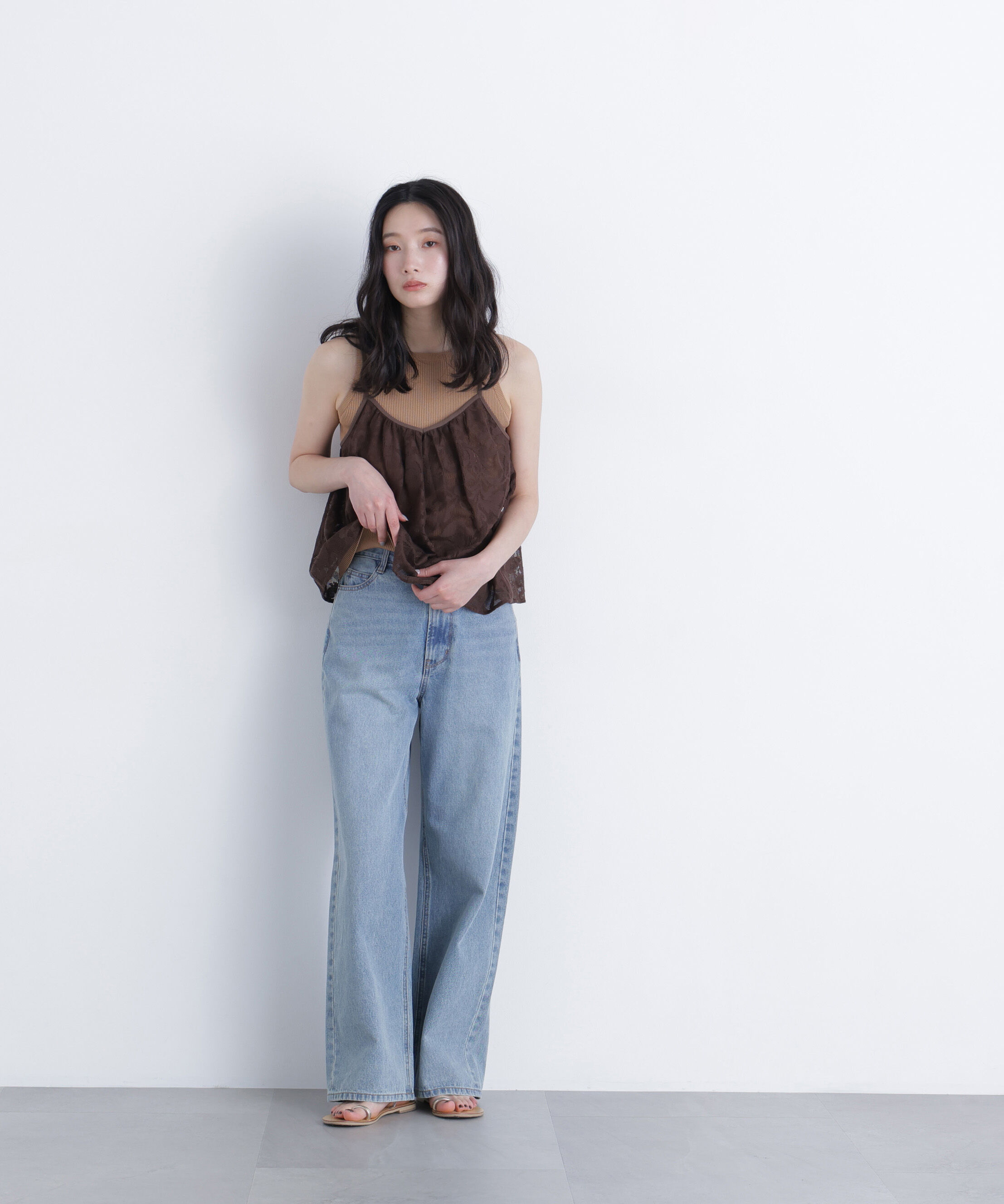  「フラワーメッシュ SETUP キャミソール」|シャツ・ブラウス|