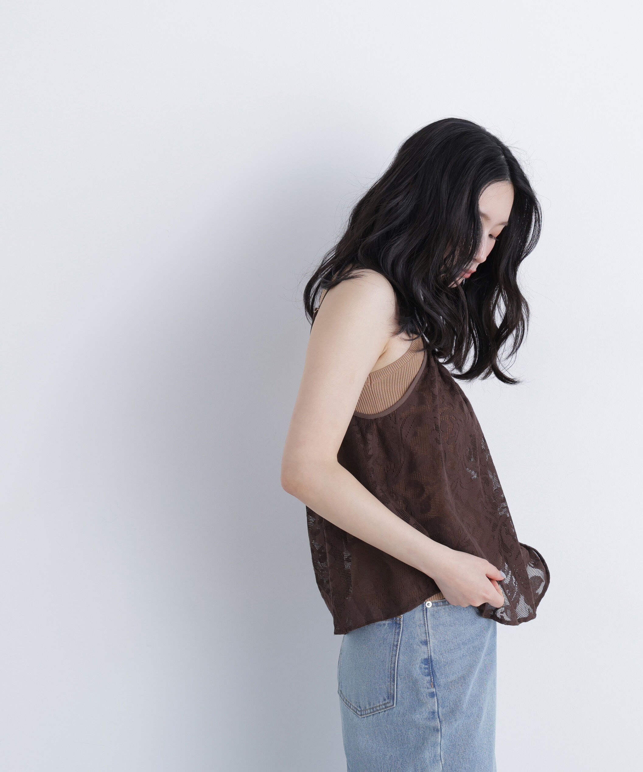  「フラワーメッシュ SETUP キャミソール」|シャツ・ブラウス|