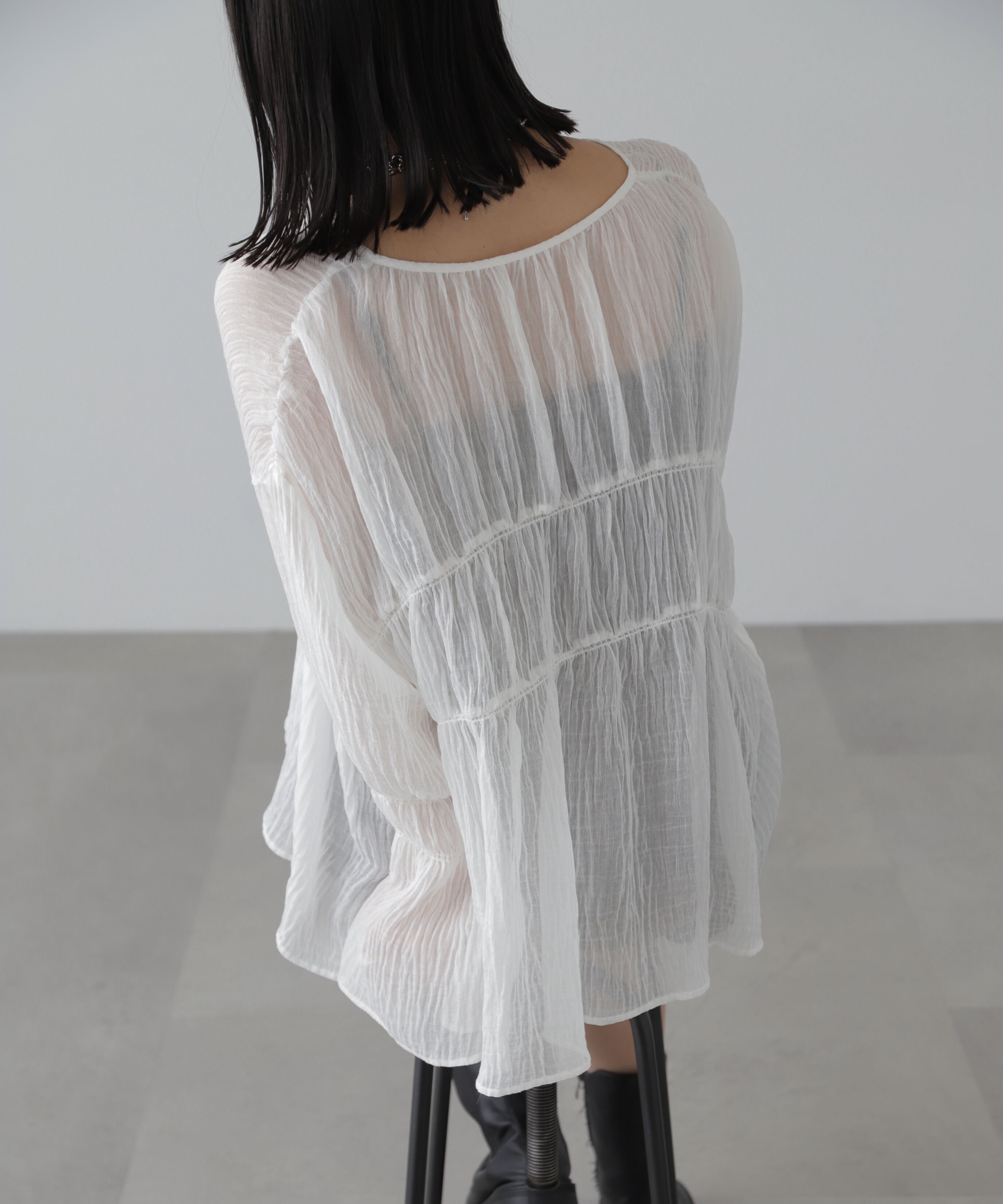  「シャーリングドロストチュニックブラウス」|シャツ・ブラウス|