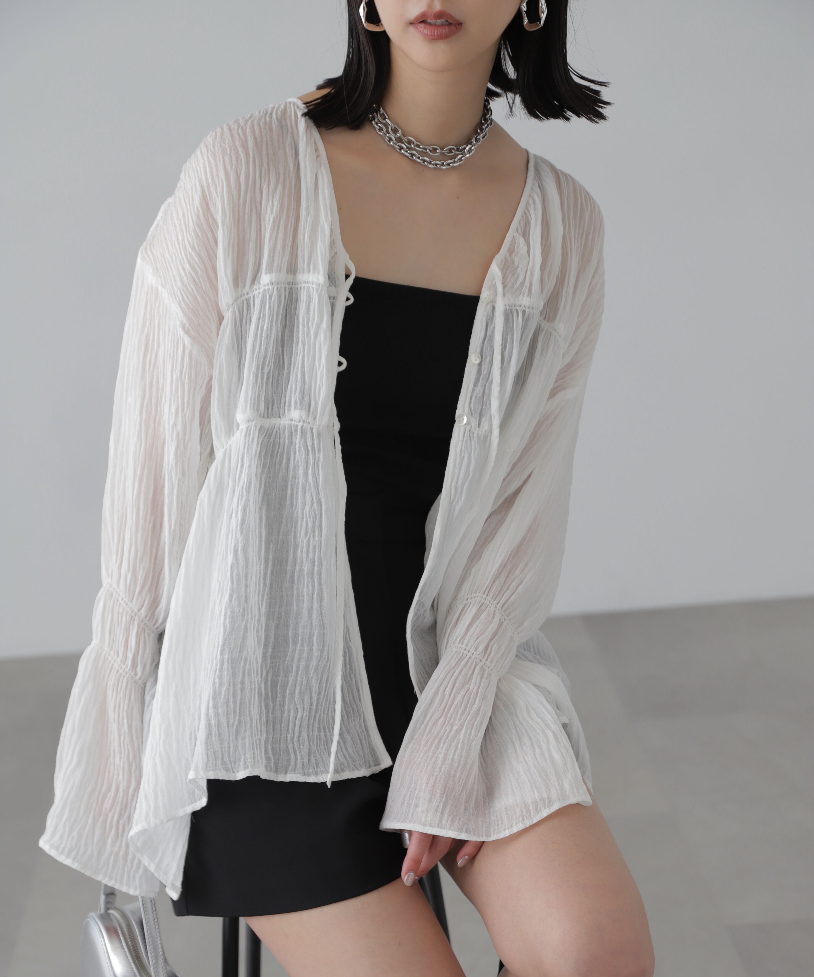  「シャーリングドロストチュニックブラウス」|シャツ・ブラウス|