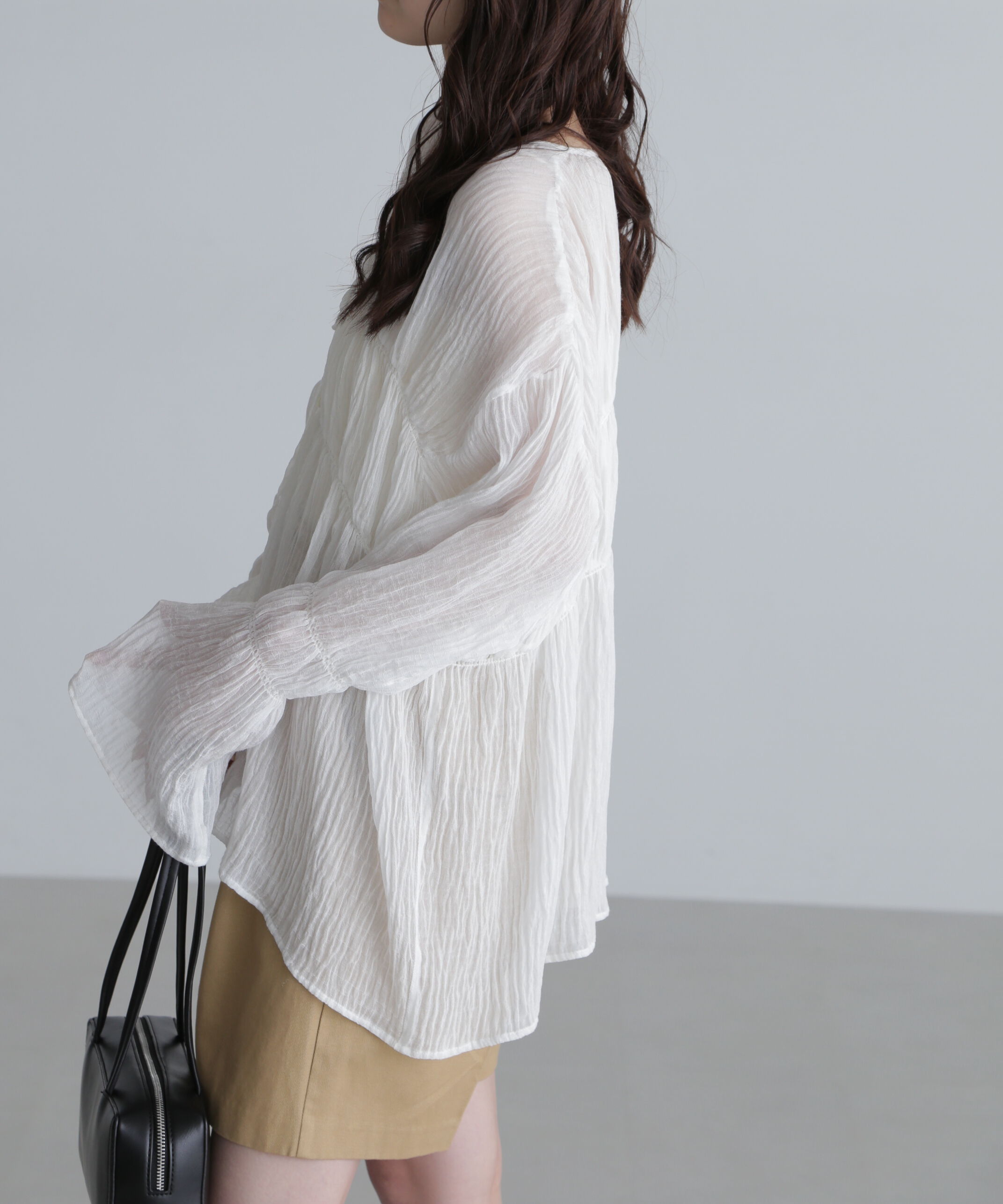  「シャーリングドロストチュニックブラウス」|シャツ・ブラウス|