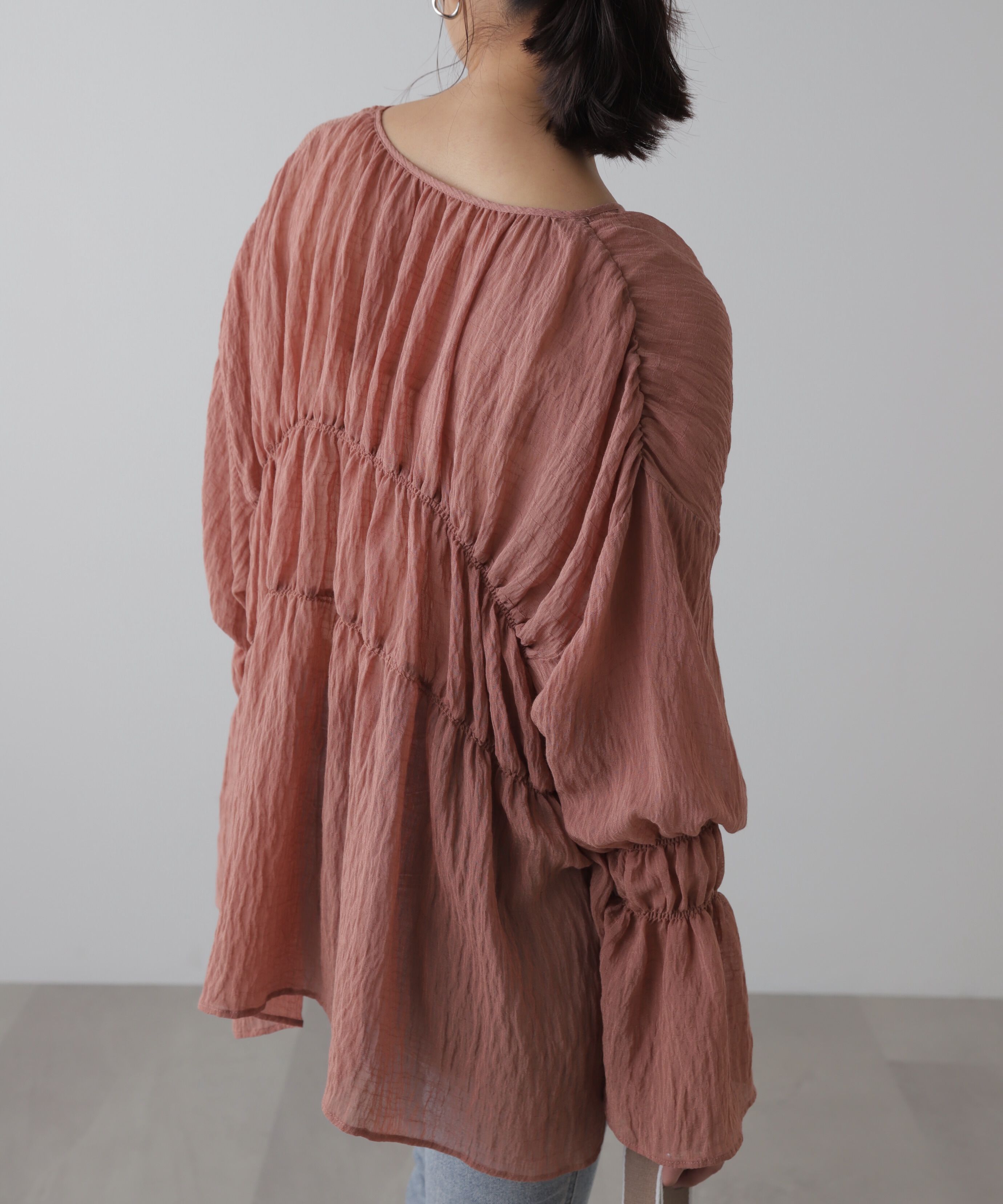  「シャーリングドロストチュニックブラウス」|シャツ・ブラウス|