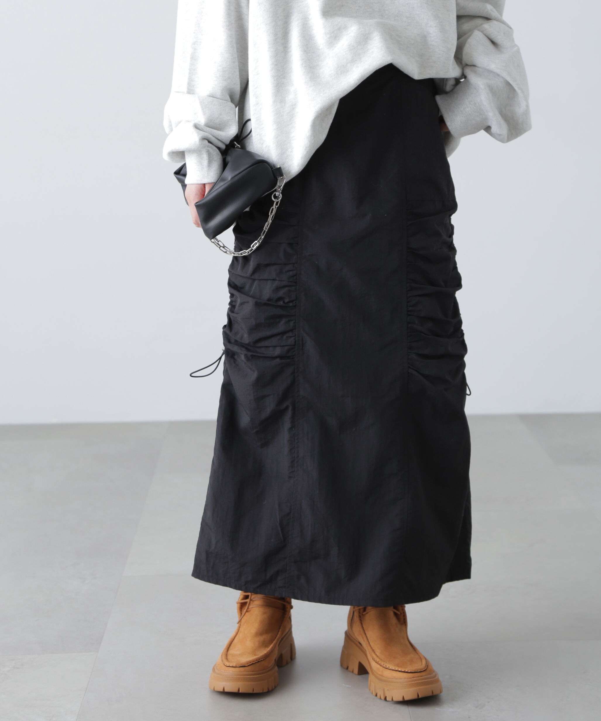  「サイドドロストナイロンスカート」|スカート|