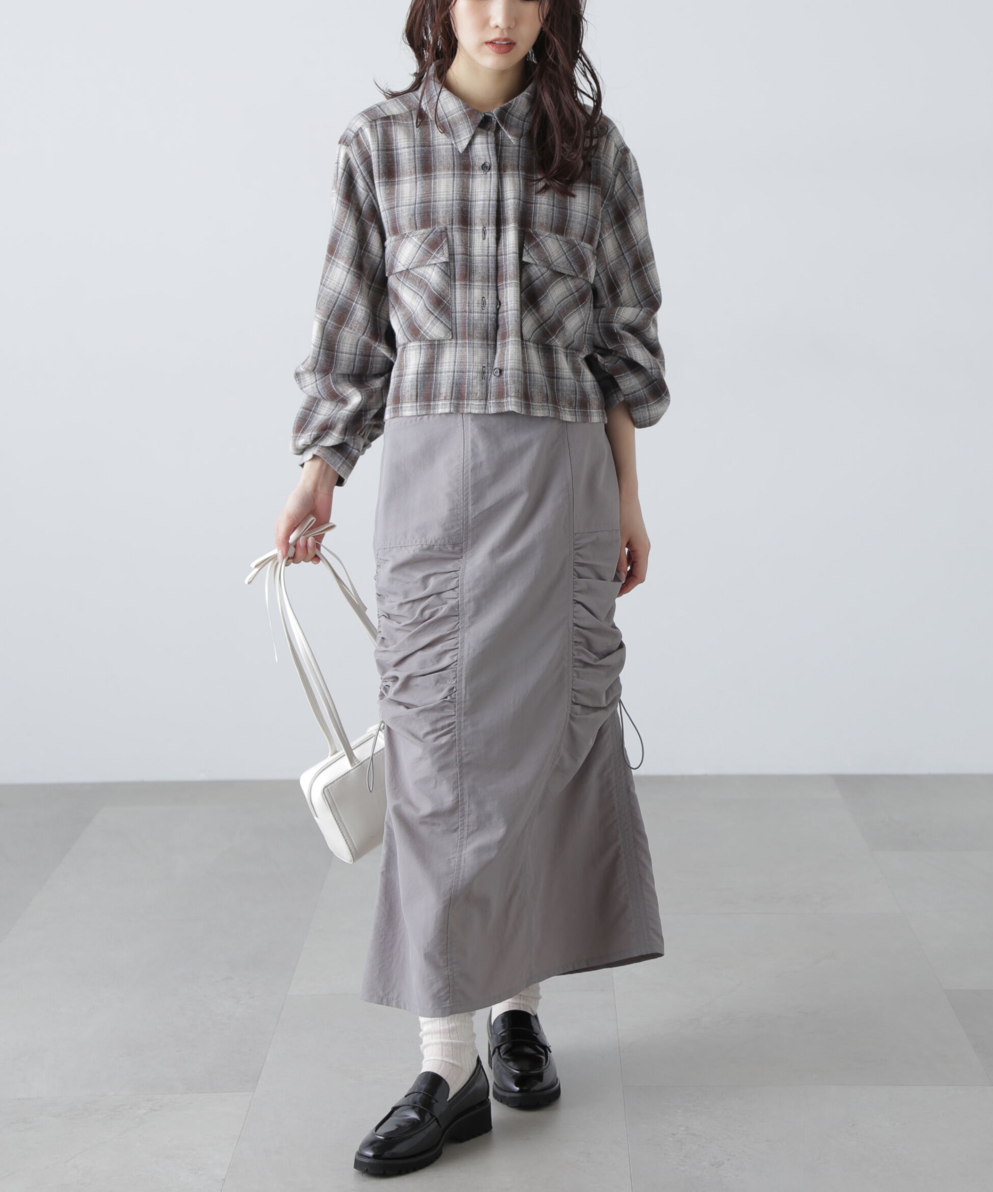  「サイドドロストナイロンスカート」|スカート|