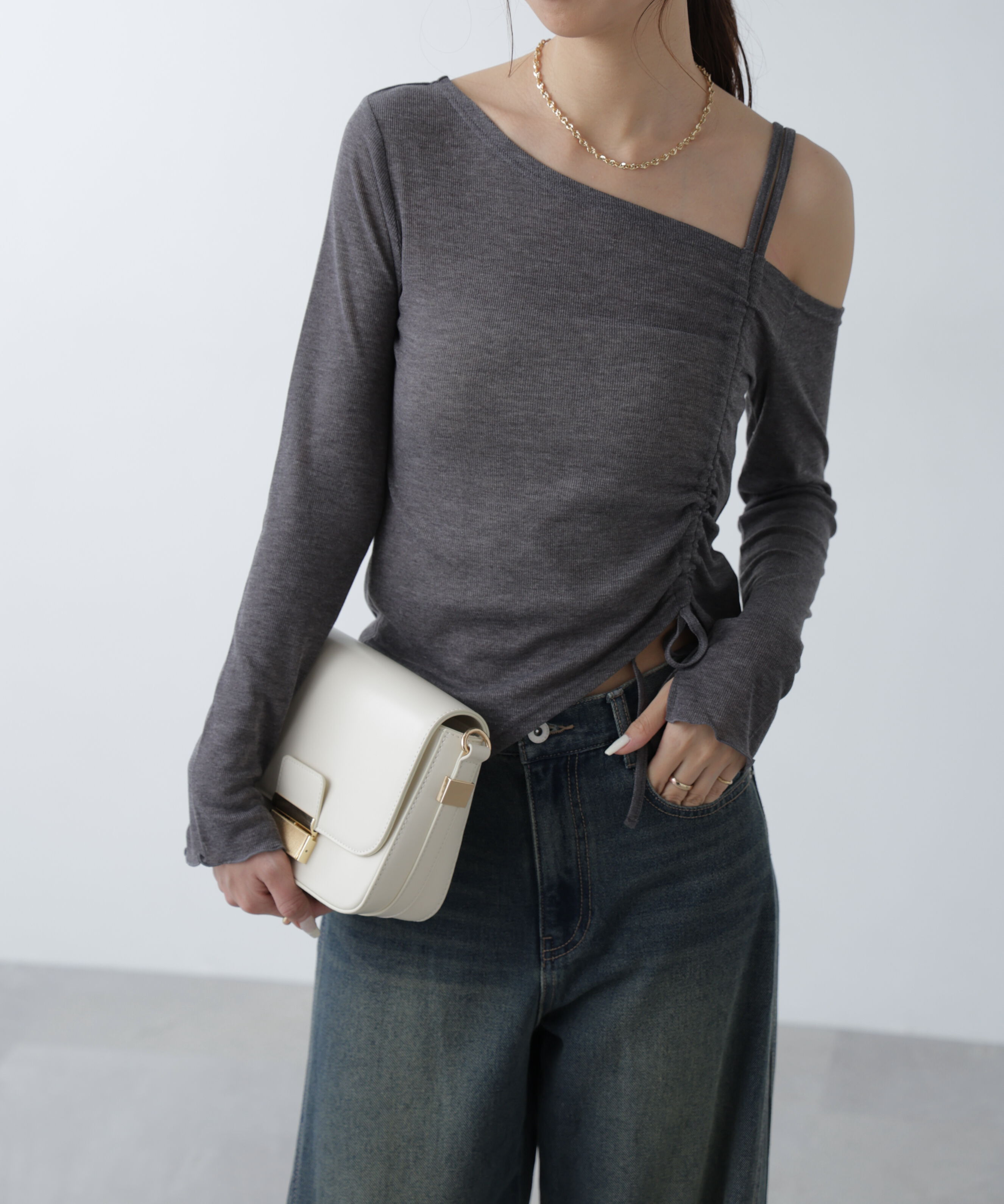  「ワンショルシャーリングテレコカットソー」|Tシャツ・カットソー|