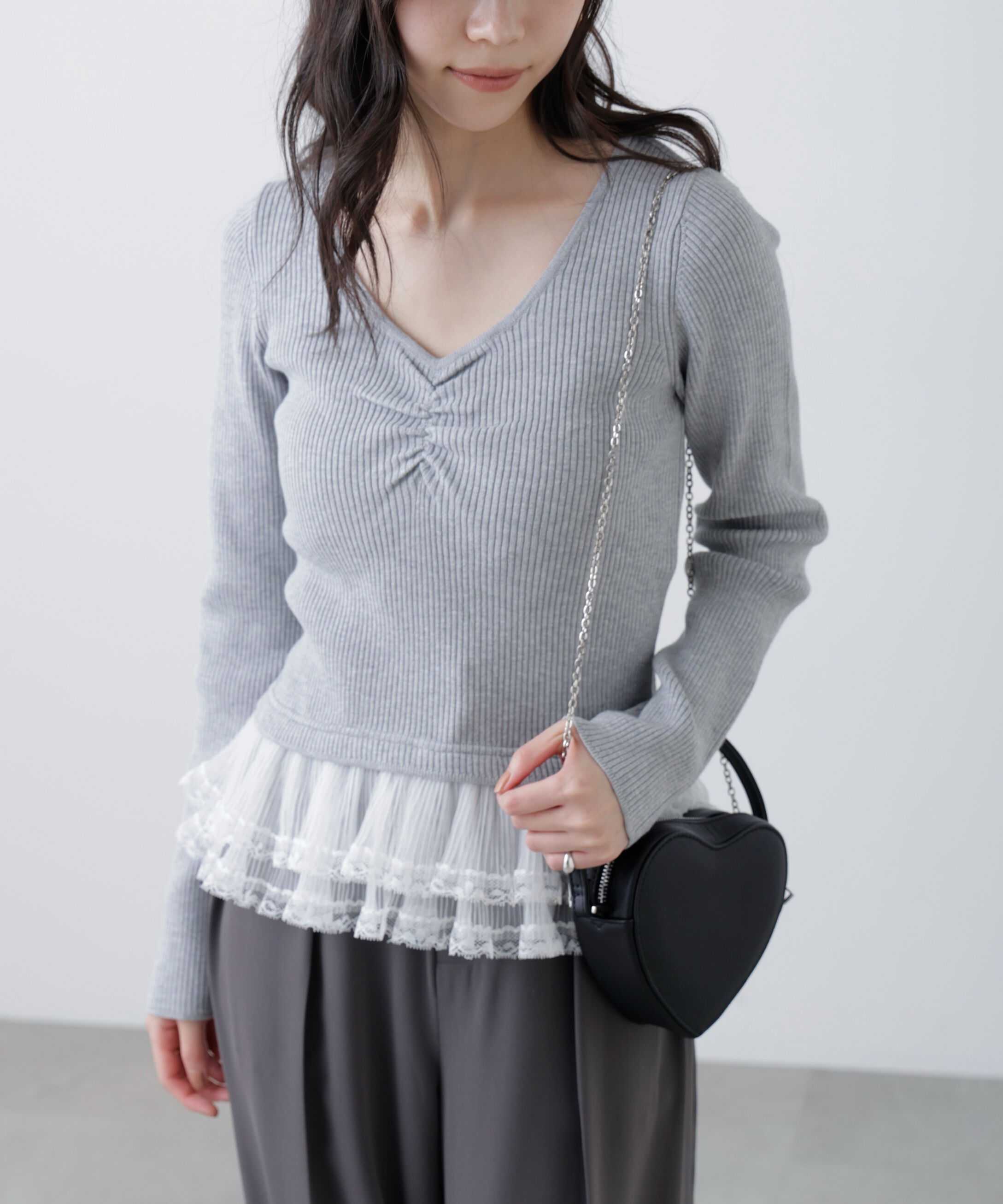  「レイヤードデザインリブニット」|ニット・セーター|