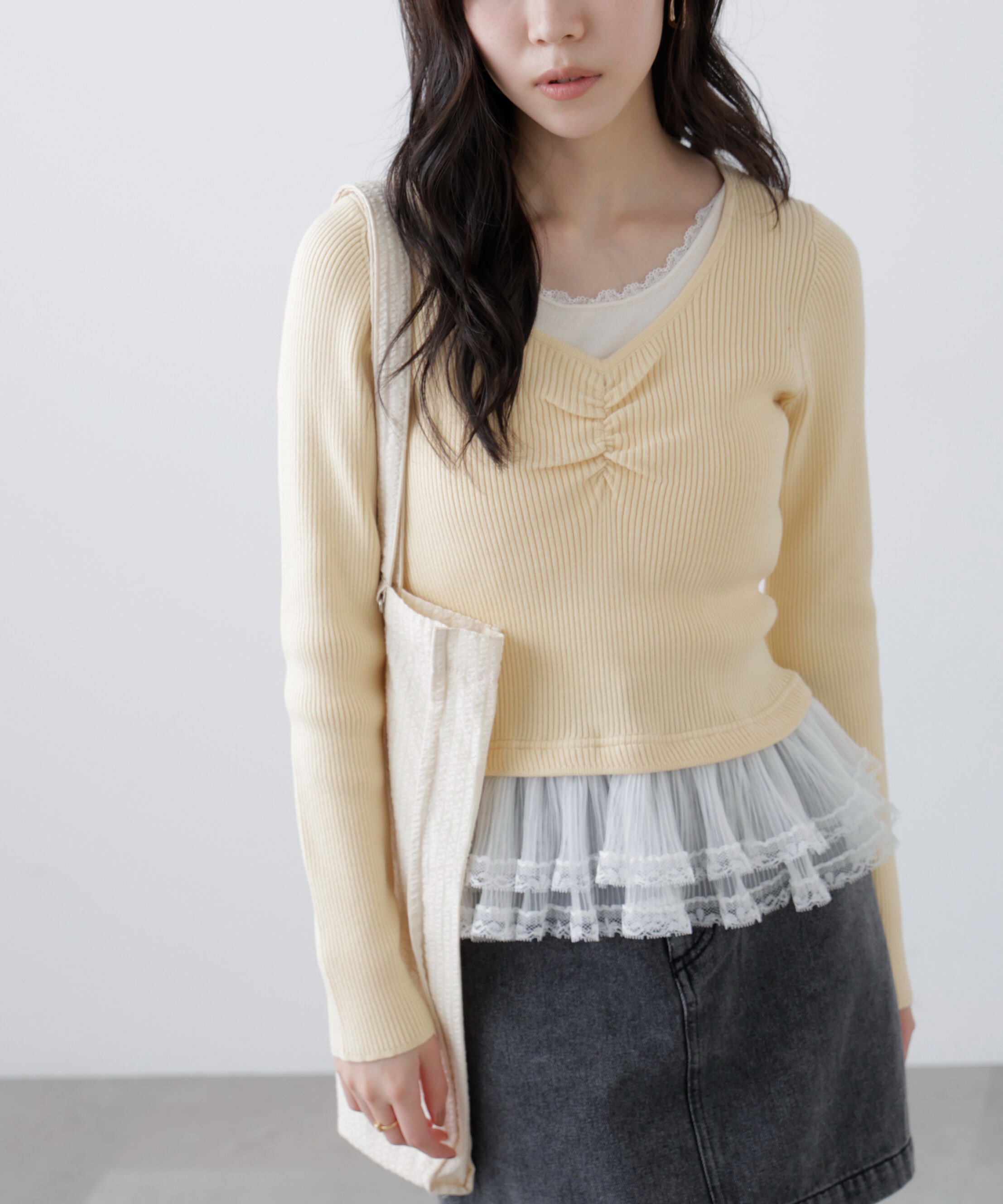  「レイヤードデザインリブニット」|ニット・セーター|