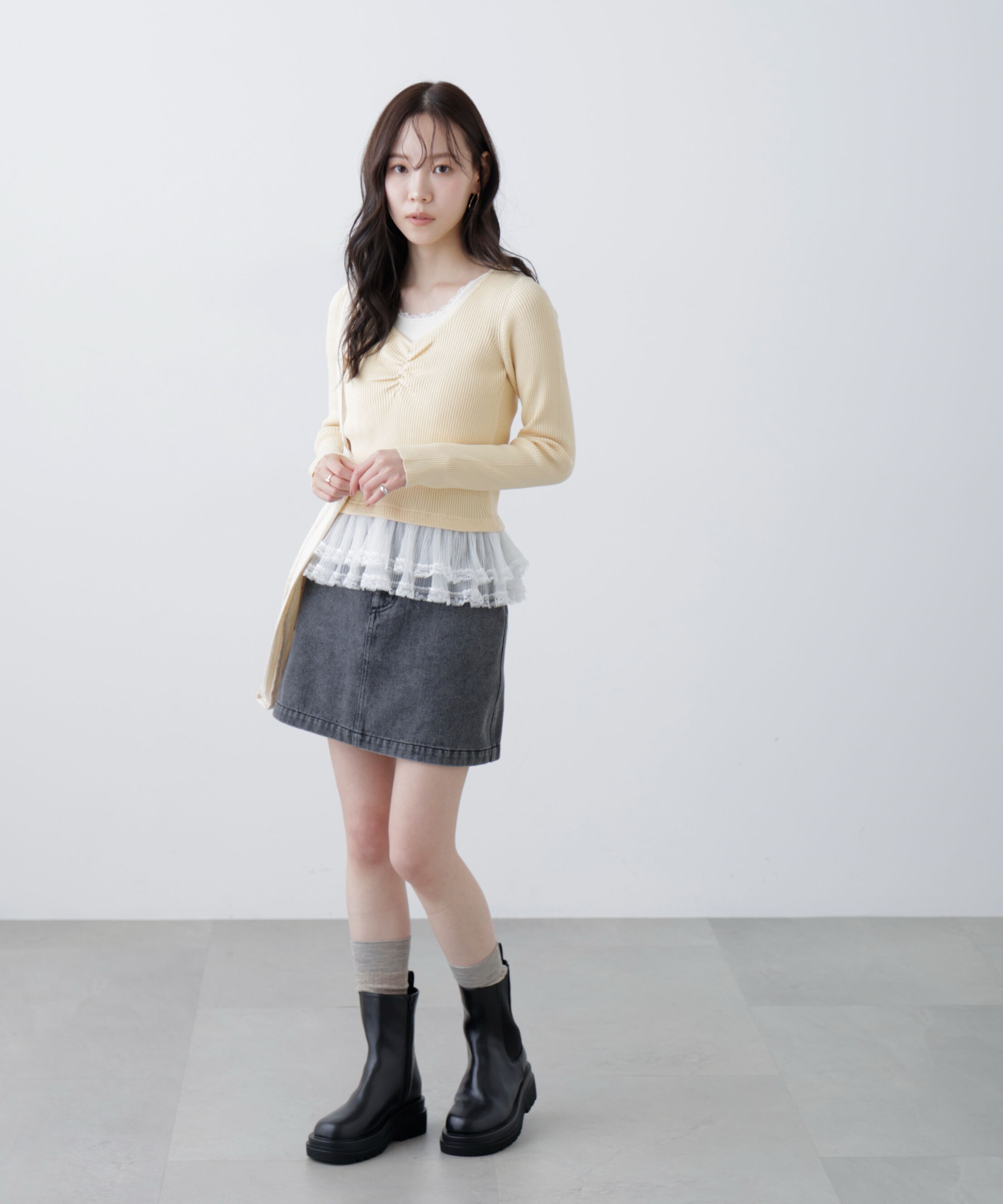  「レイヤードデザインリブニット」|ニット・セーター|