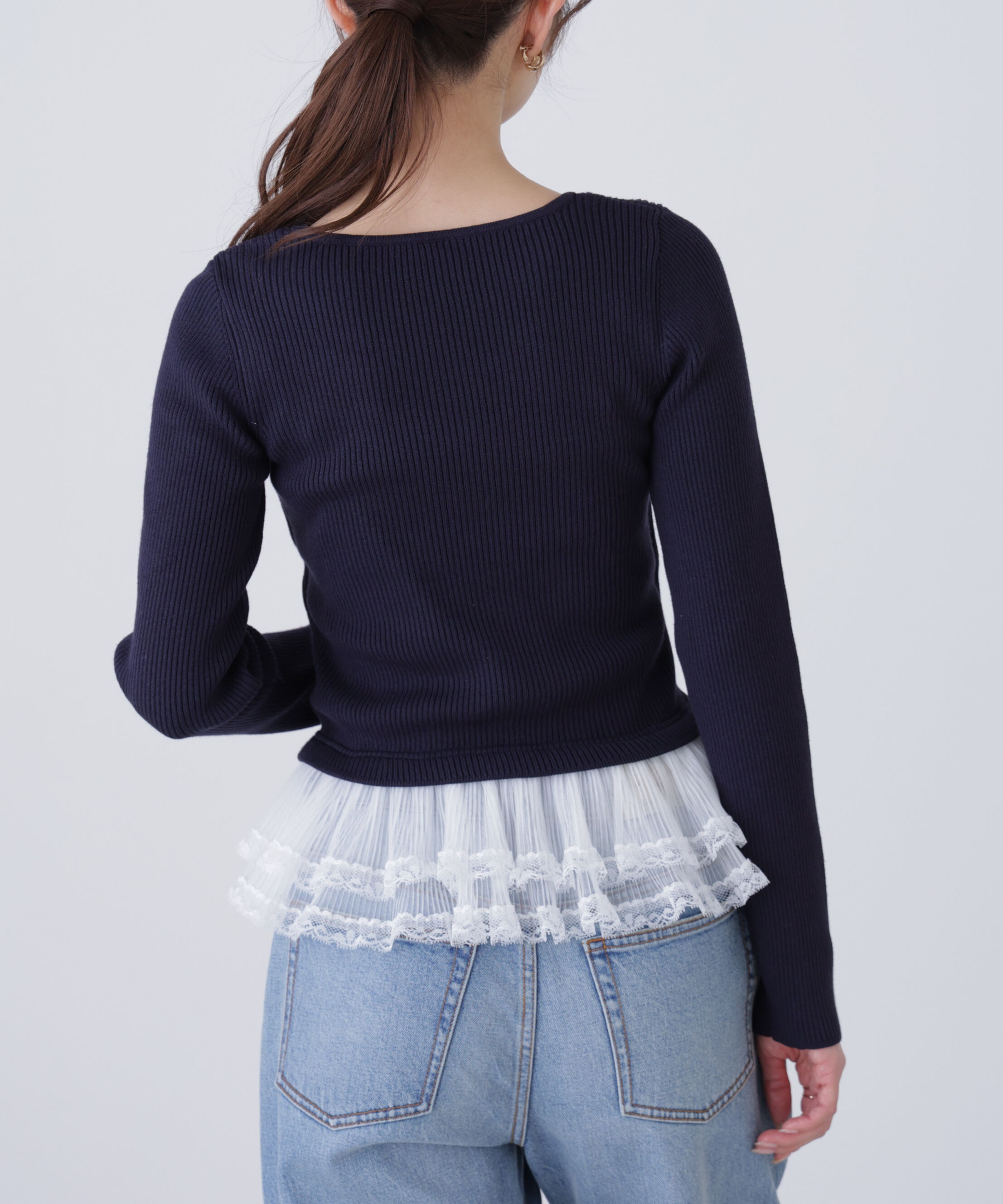  「レイヤードデザインリブニット」|ニット・セーター|