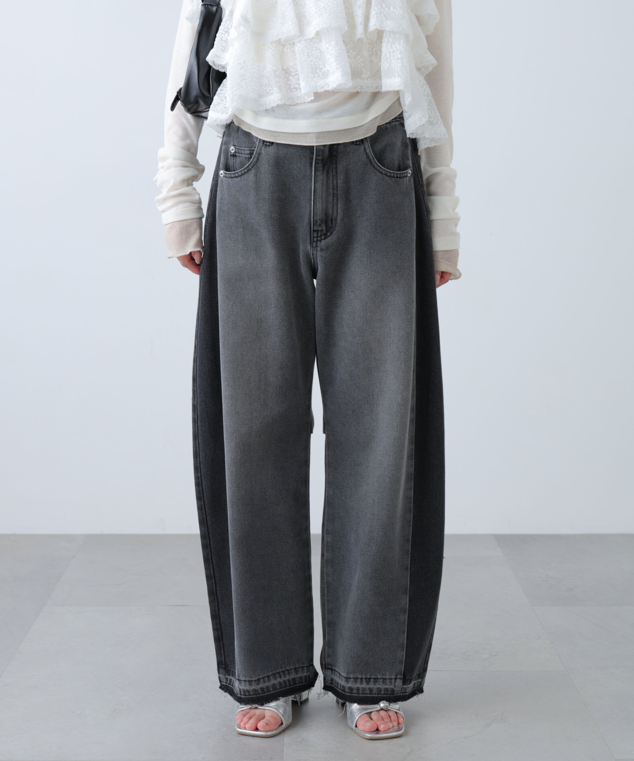  「[低身長サイズ/Sシリーズ]配色パネルバレルワイドパンツ」|その他|