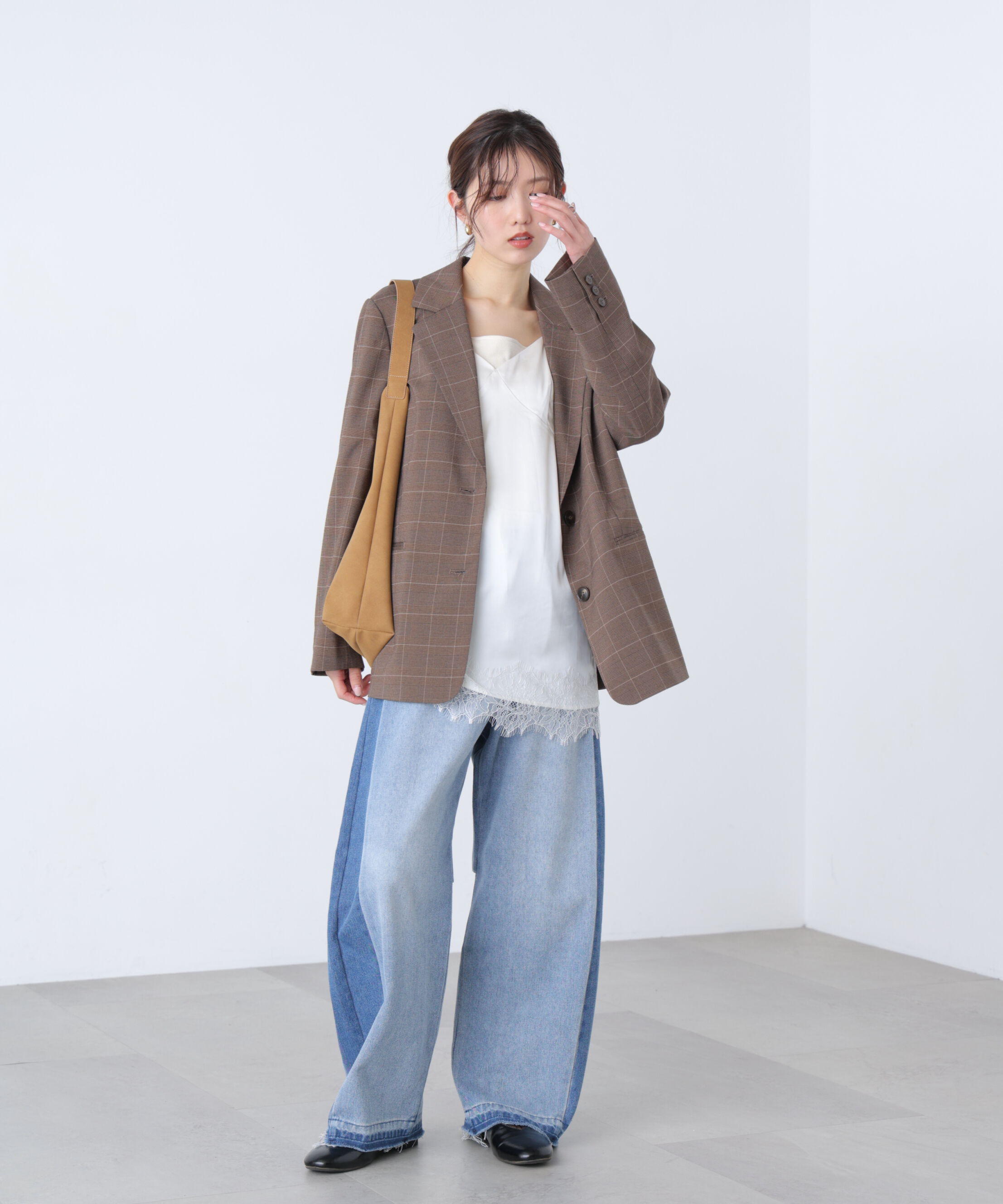  「[低身長サイズ/Sシリーズ]配色パネルバレルワイドパンツ」|その他|