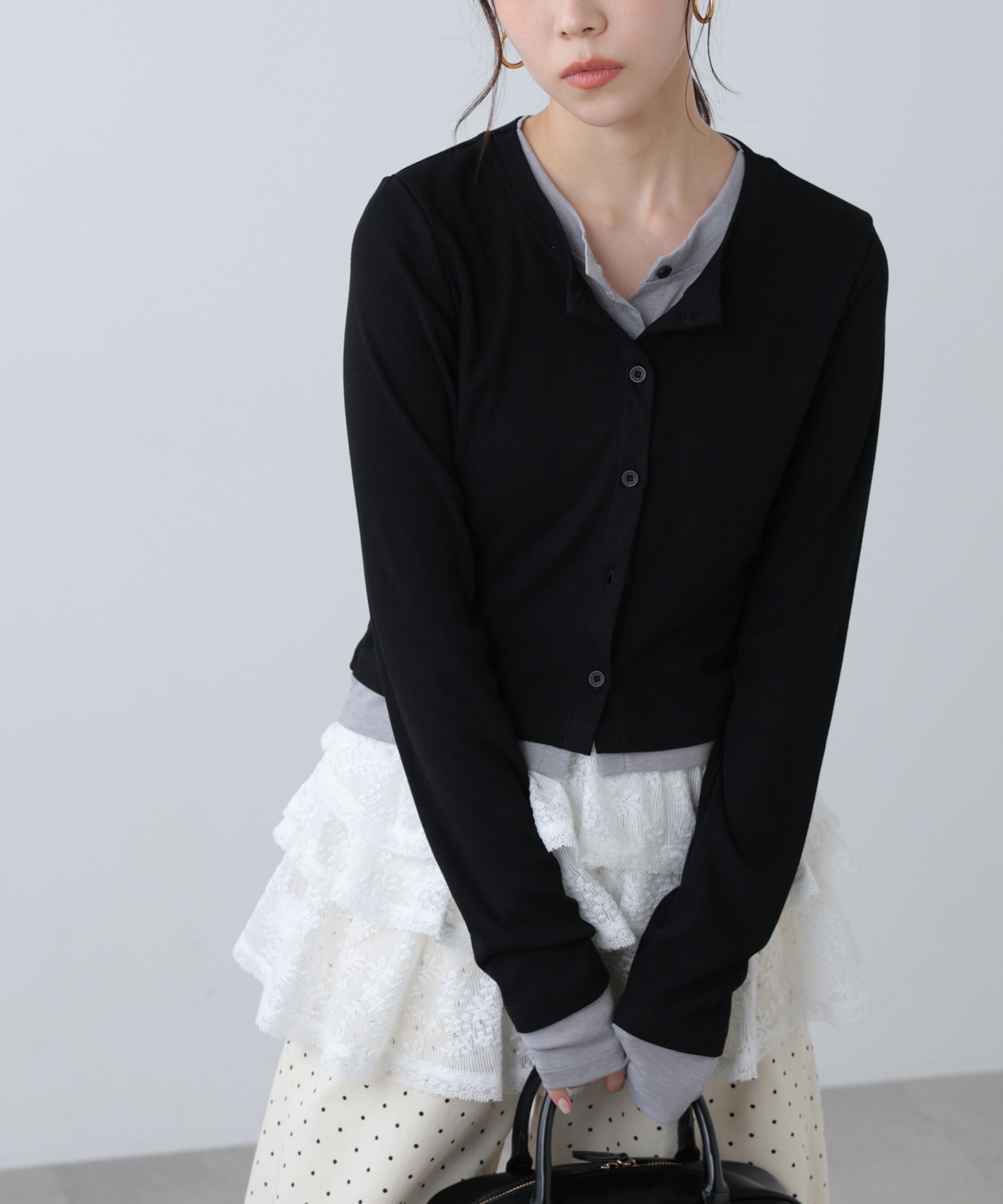  「レイヤード風カットソーカーディガン」|Tシャツ・カットソー|