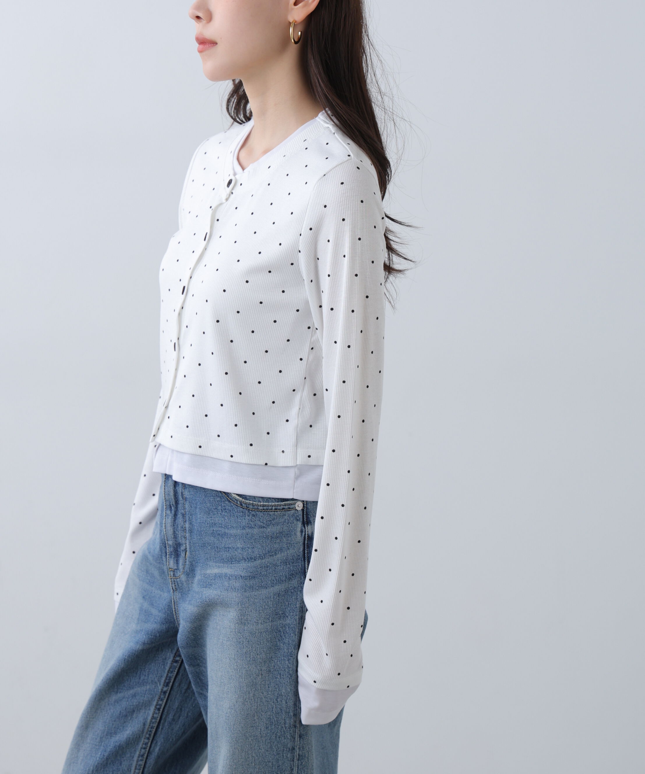  「レイヤード風カットソーカーディガン」|Tシャツ・カットソー|