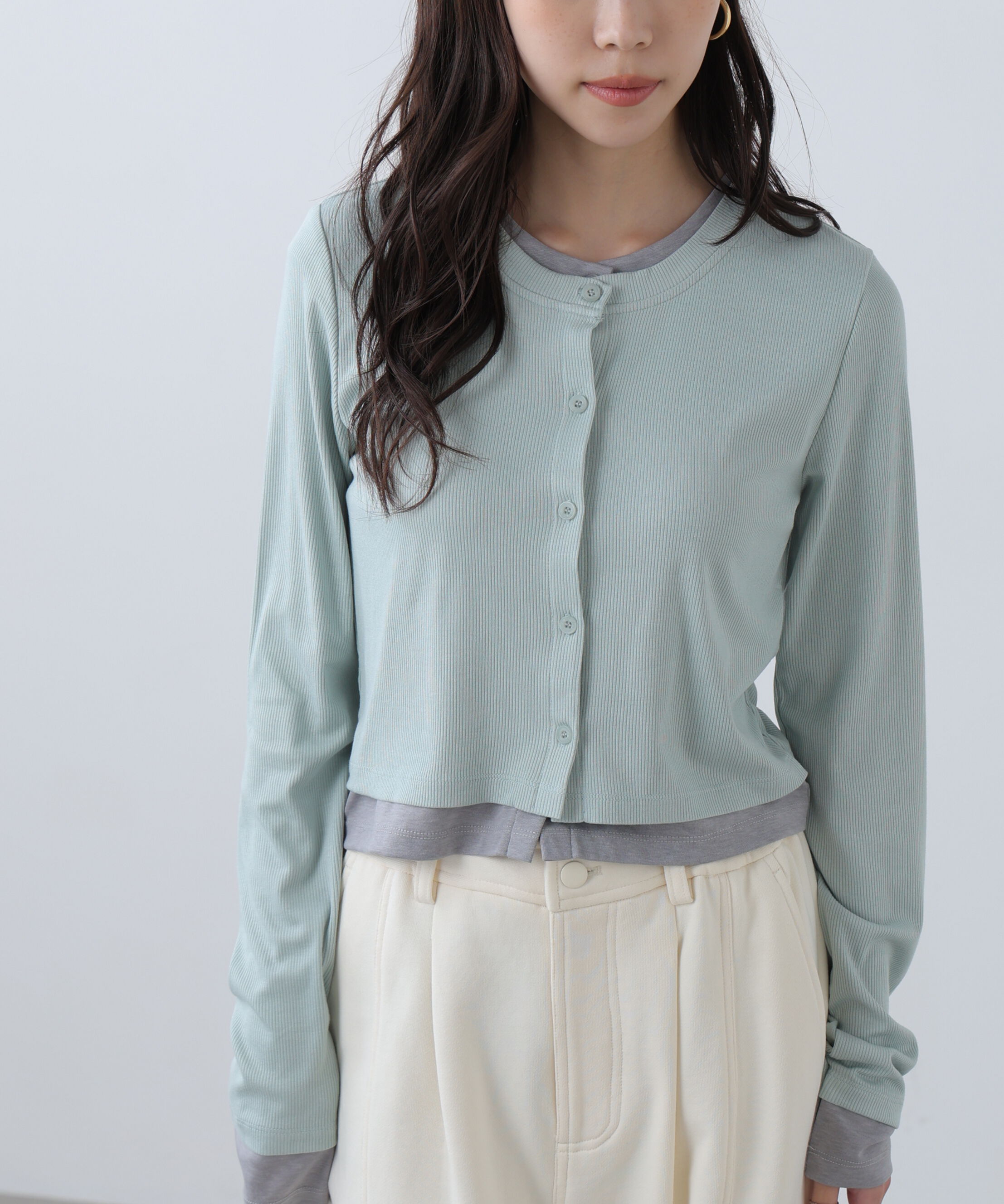  「レイヤード風カットソーカーディガン」|Tシャツ・カットソー|