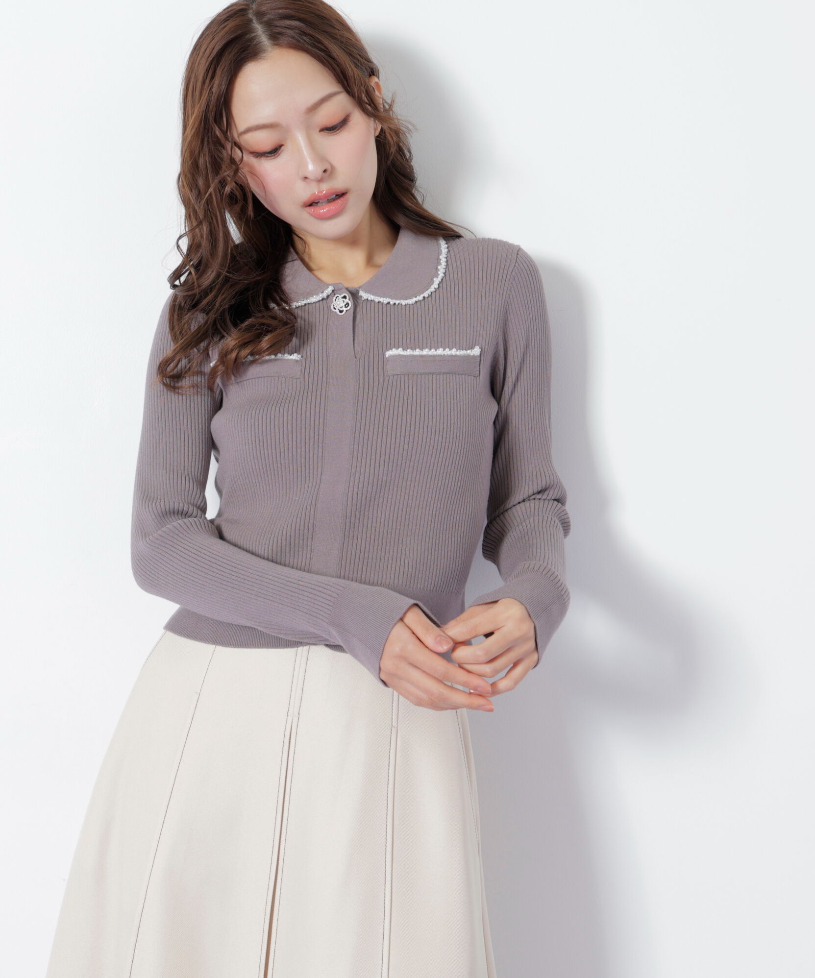  「パールブレードエリツキニット」|ニット・セーター|