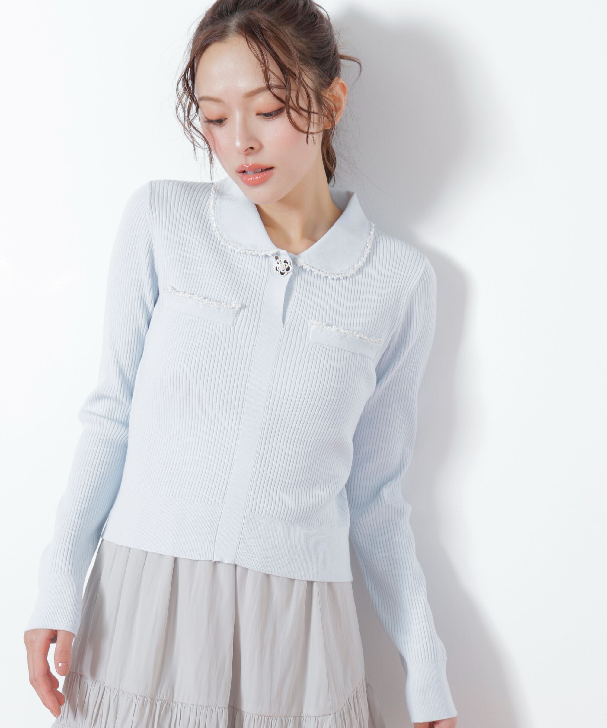  「パールブレードエリツキニット」|ニット・セーター|