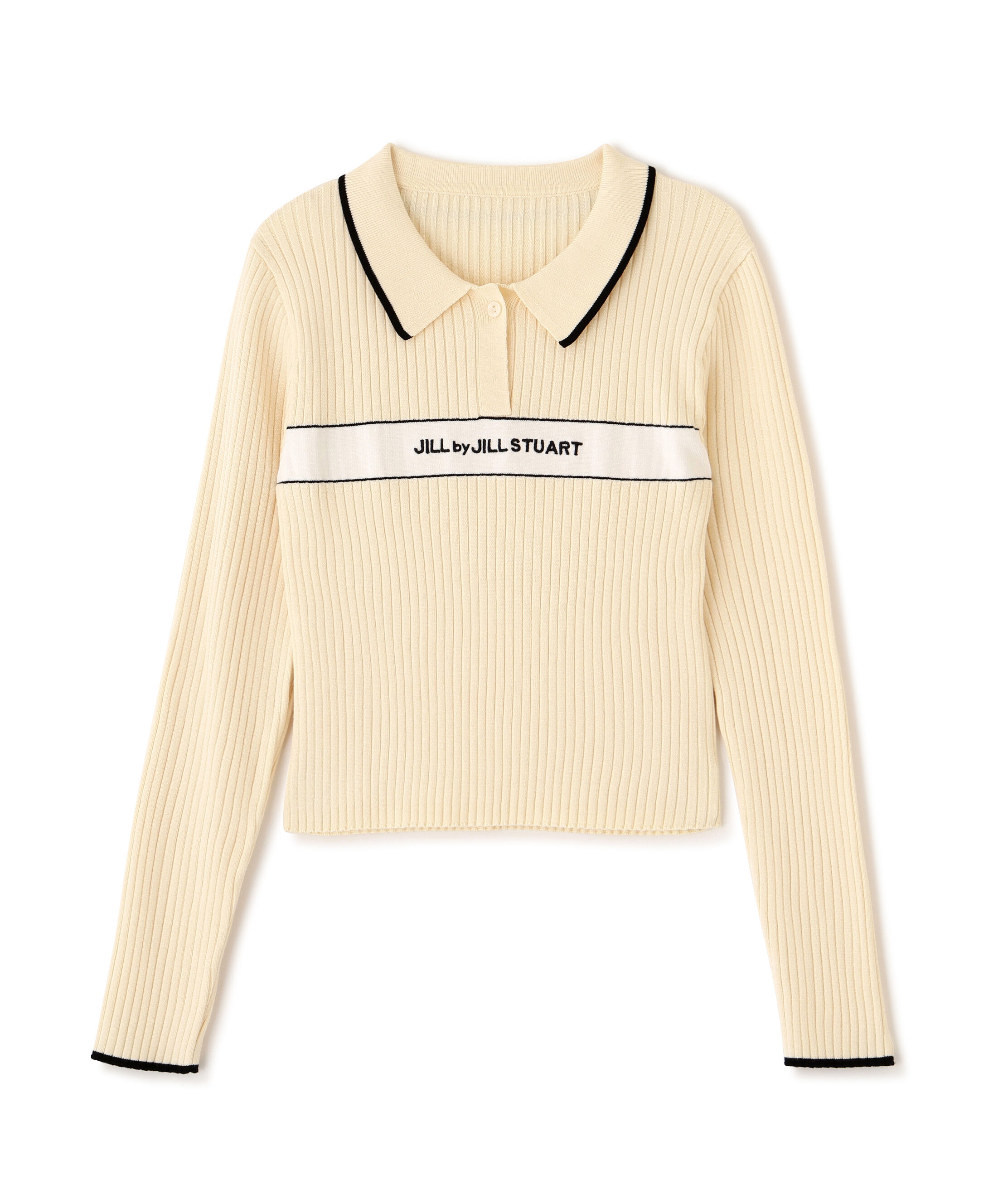  「ポロ襟配色ラインリブニット」|ニット・セーター|