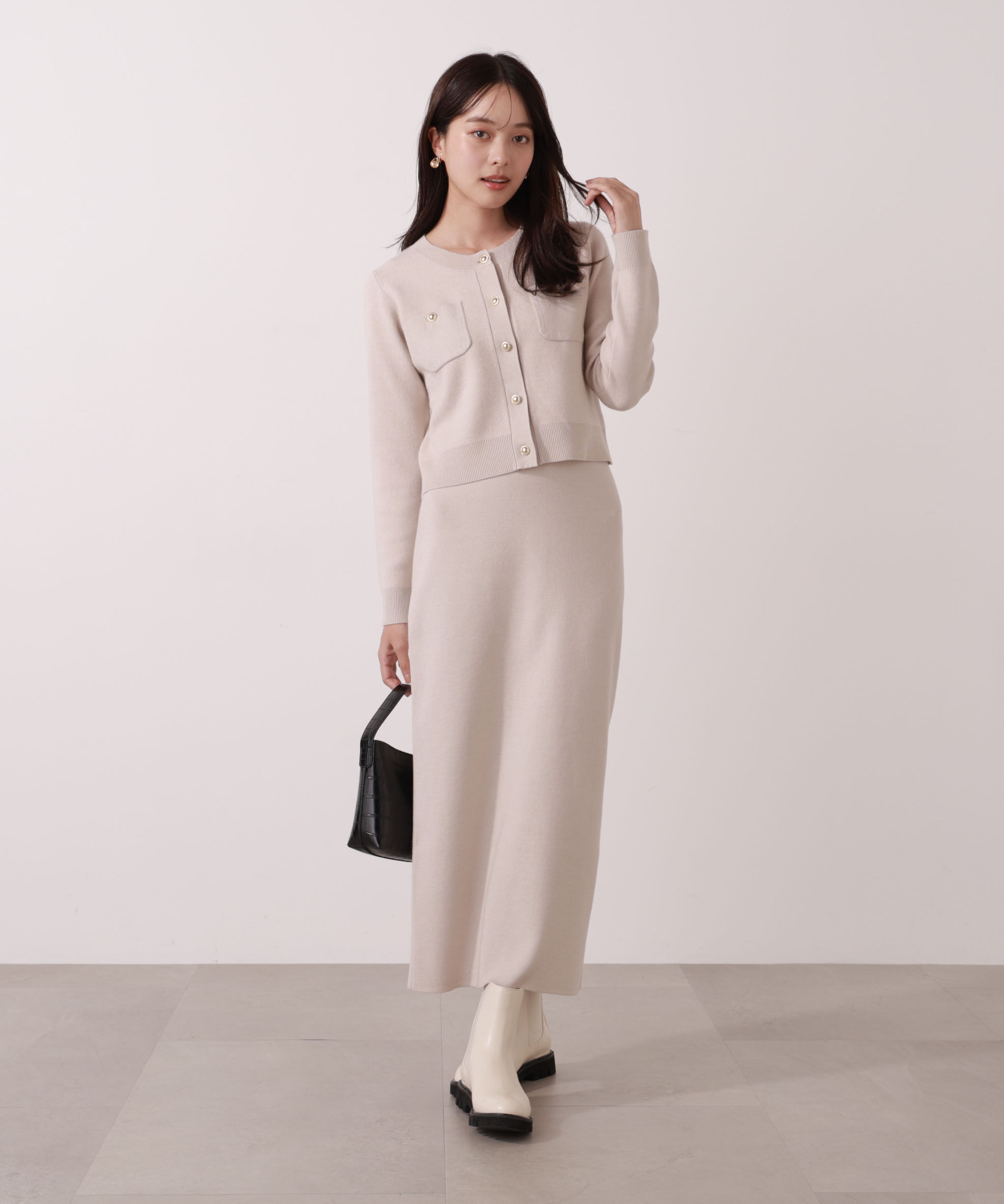 PROPORTION BODY DRESSING「ステッチニットSETUP 25AW」|ワンピース|グレージュ