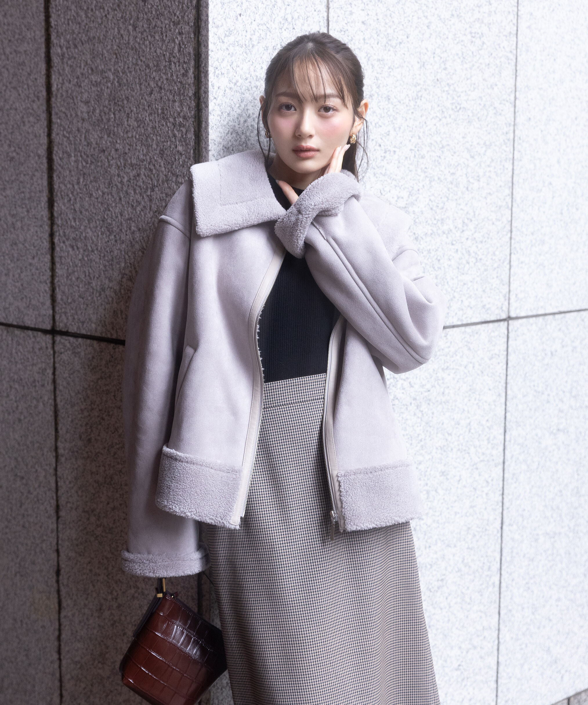 PROPORTION BODY DRESSING「フェイクムートン 25AW」|ブルゾン・スタジャン|グレー