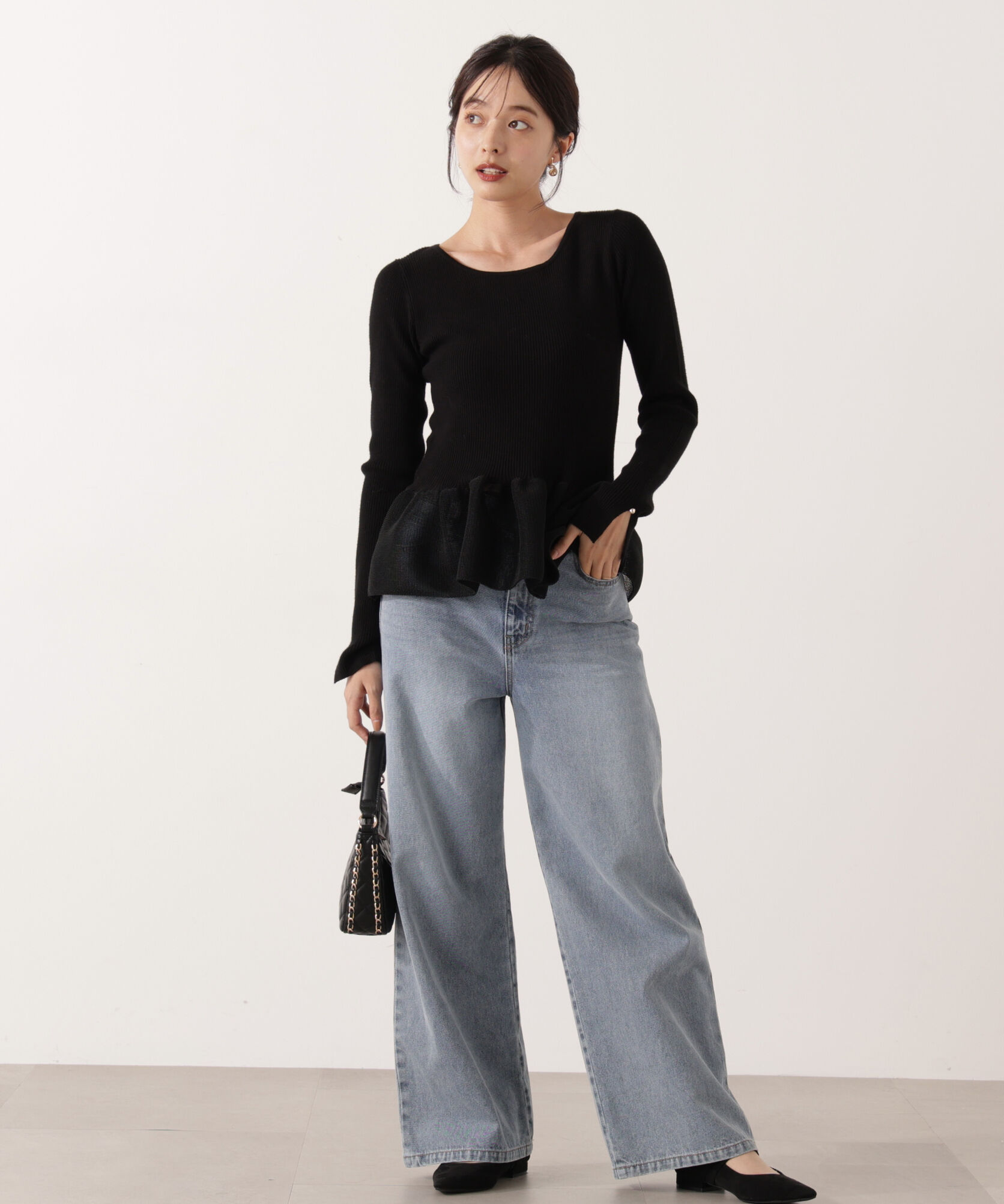 PROPORTION BODY DRESSING「＜ウォッシャブル＞ペプラムリブニット 25AW」|ニット・セーター|