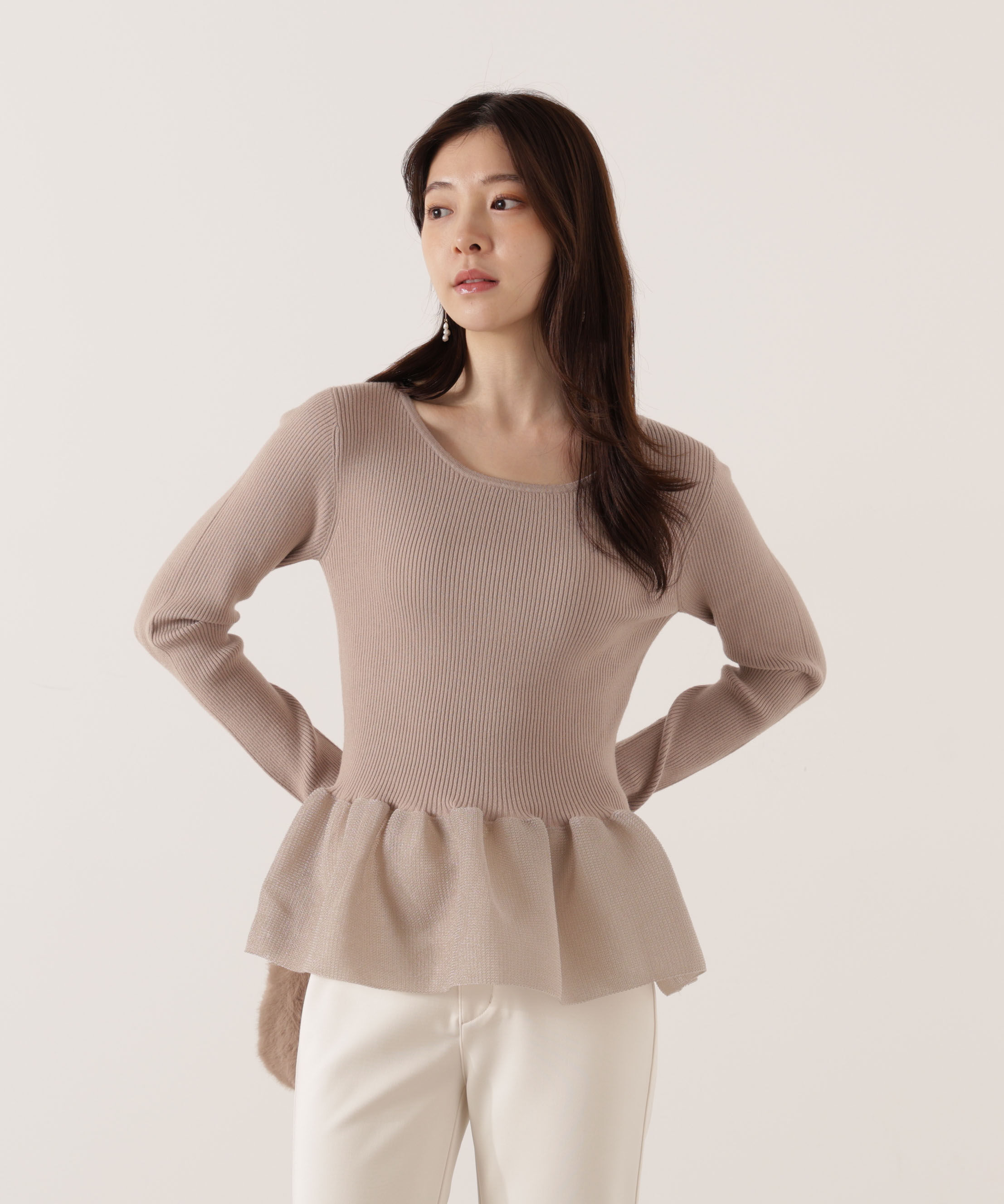 PROPORTION BODY DRESSING「＜ウォッシャブル＞ペプラムリブニット 25AW」|ニット・セーター|